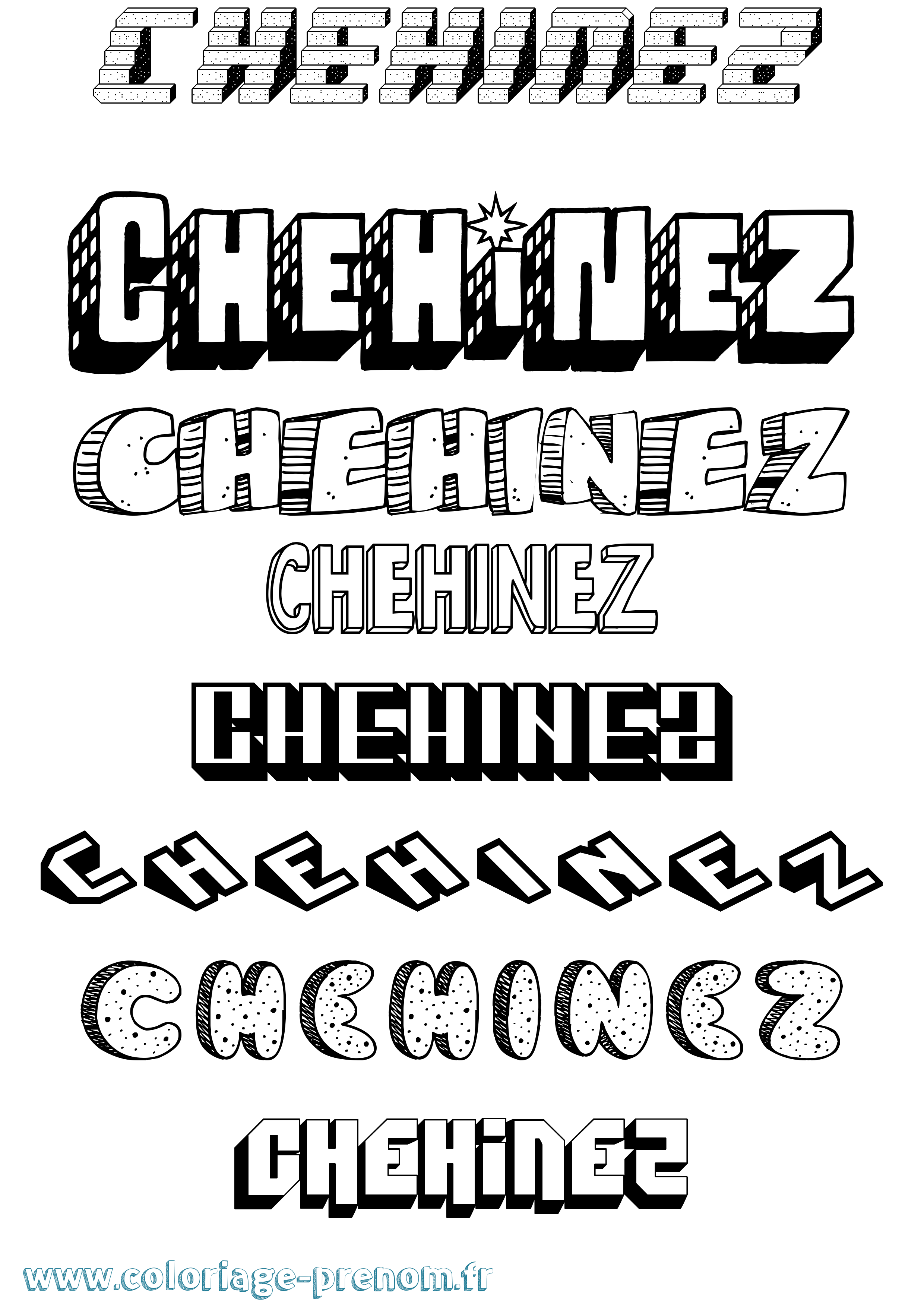 Coloriage Chehinez Effet 3D Coloriage prénom Chehinez Effet 3D