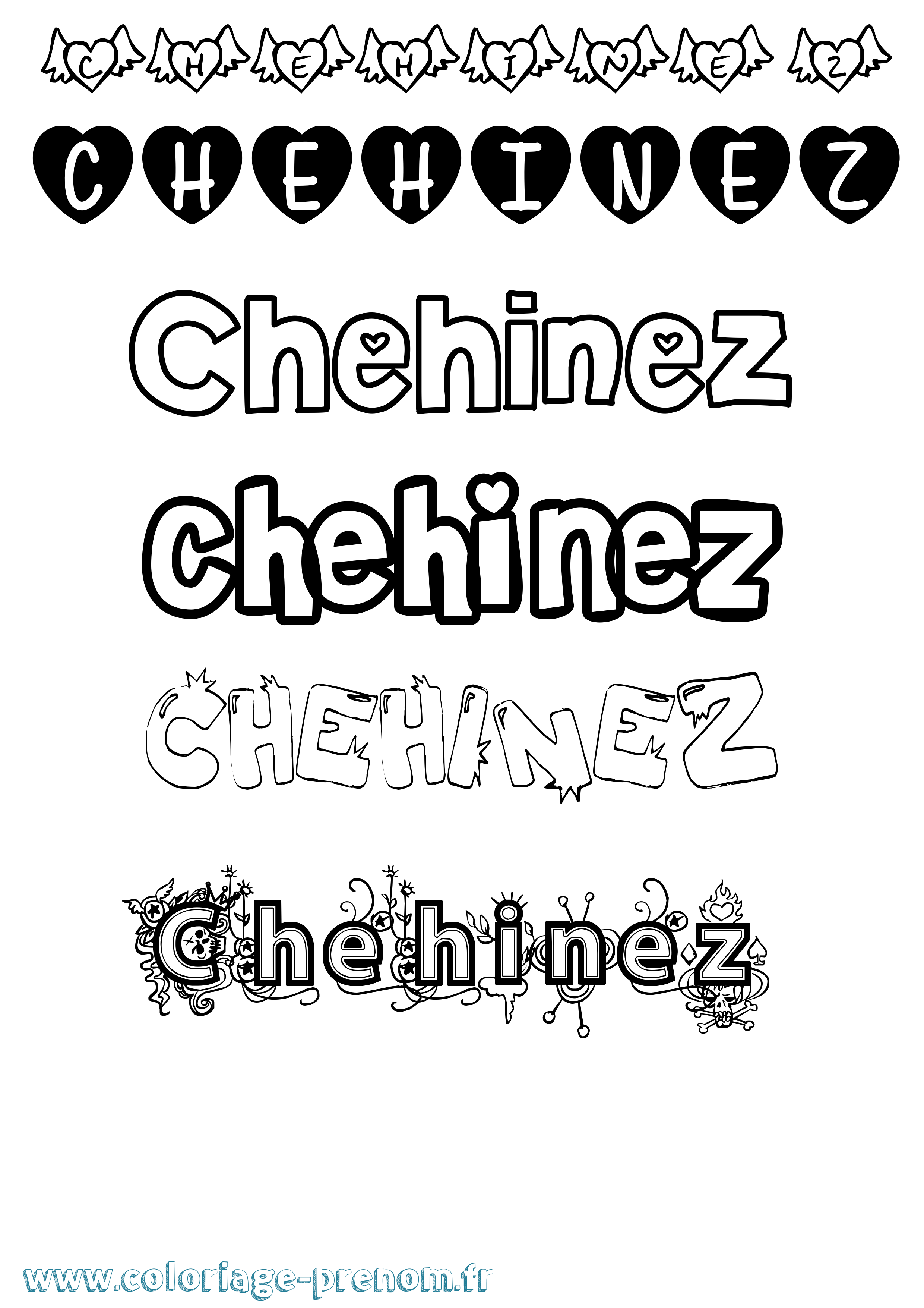 Coloriage Chehinez Girly Coloriage prénom Chehinez Girly