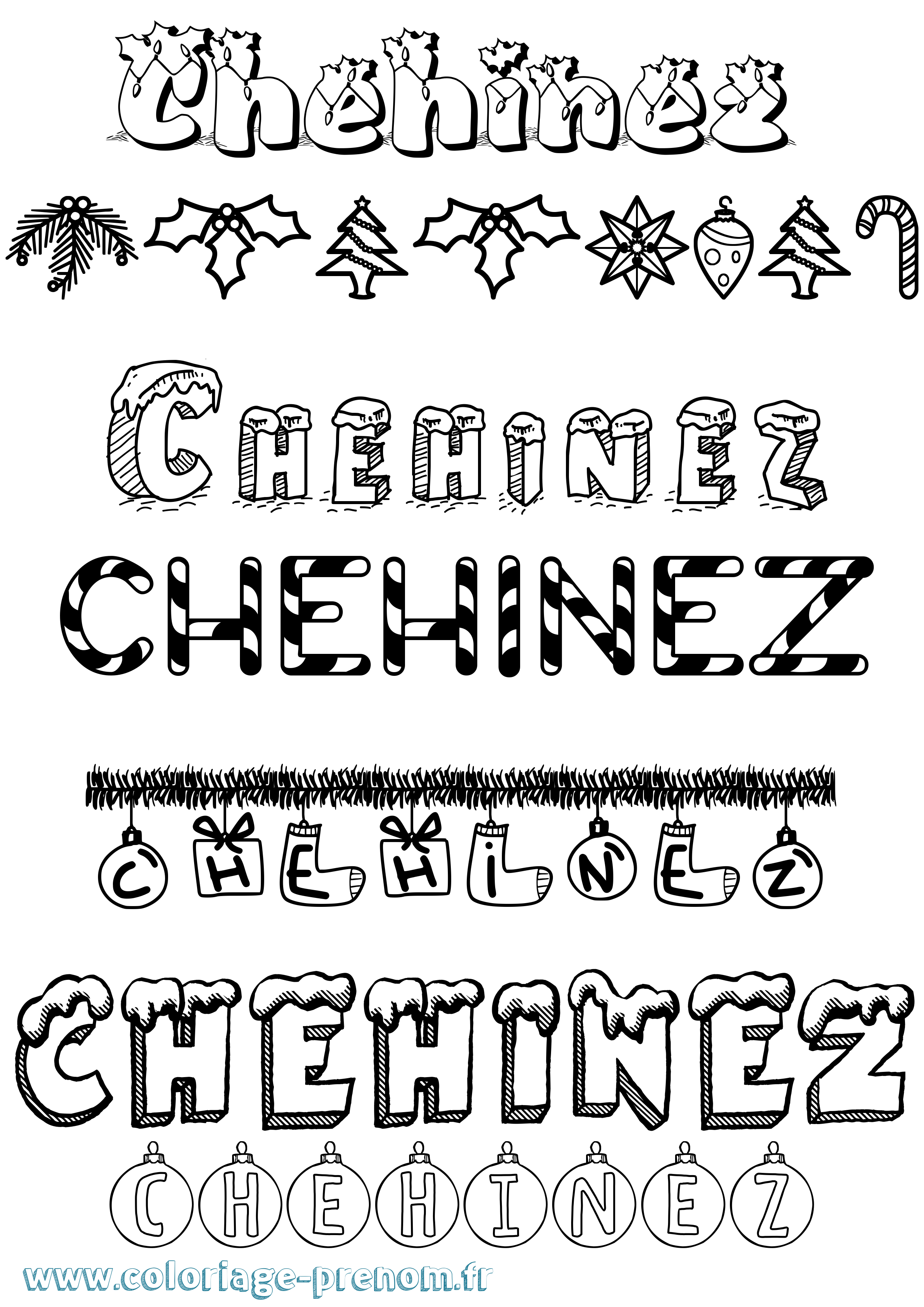 Coloriage Chehinez Noël Coloriage prénom Chehinez Noël