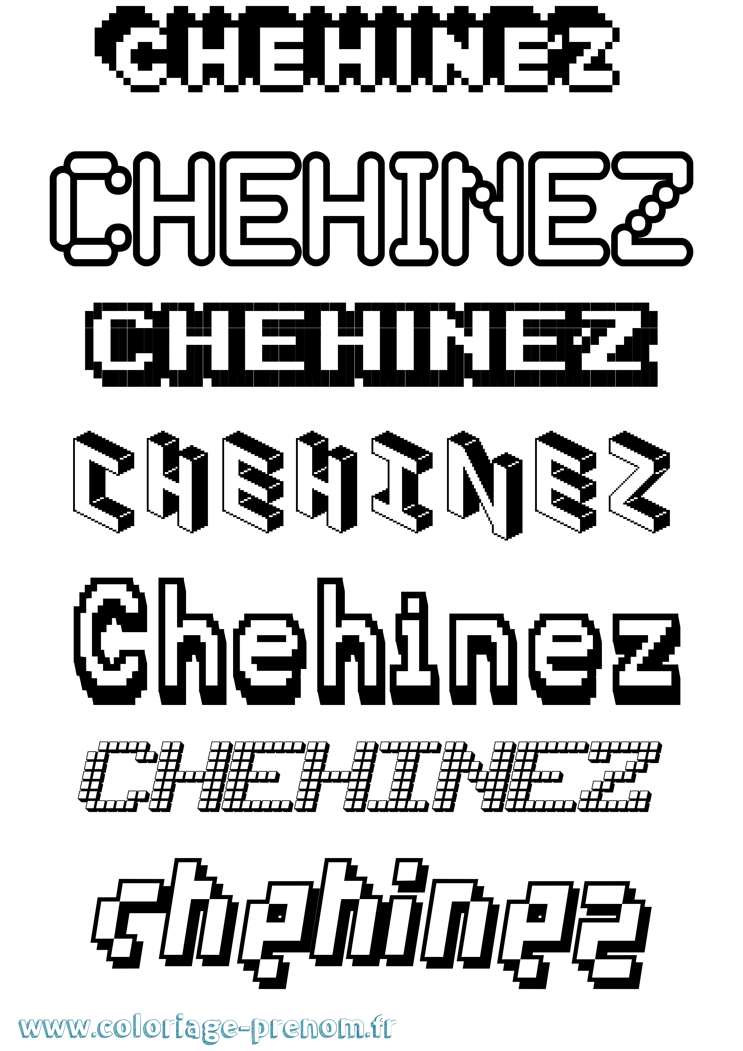 Coloriage Chehinez Pixel Coloriage prénom Chehinez Pixel