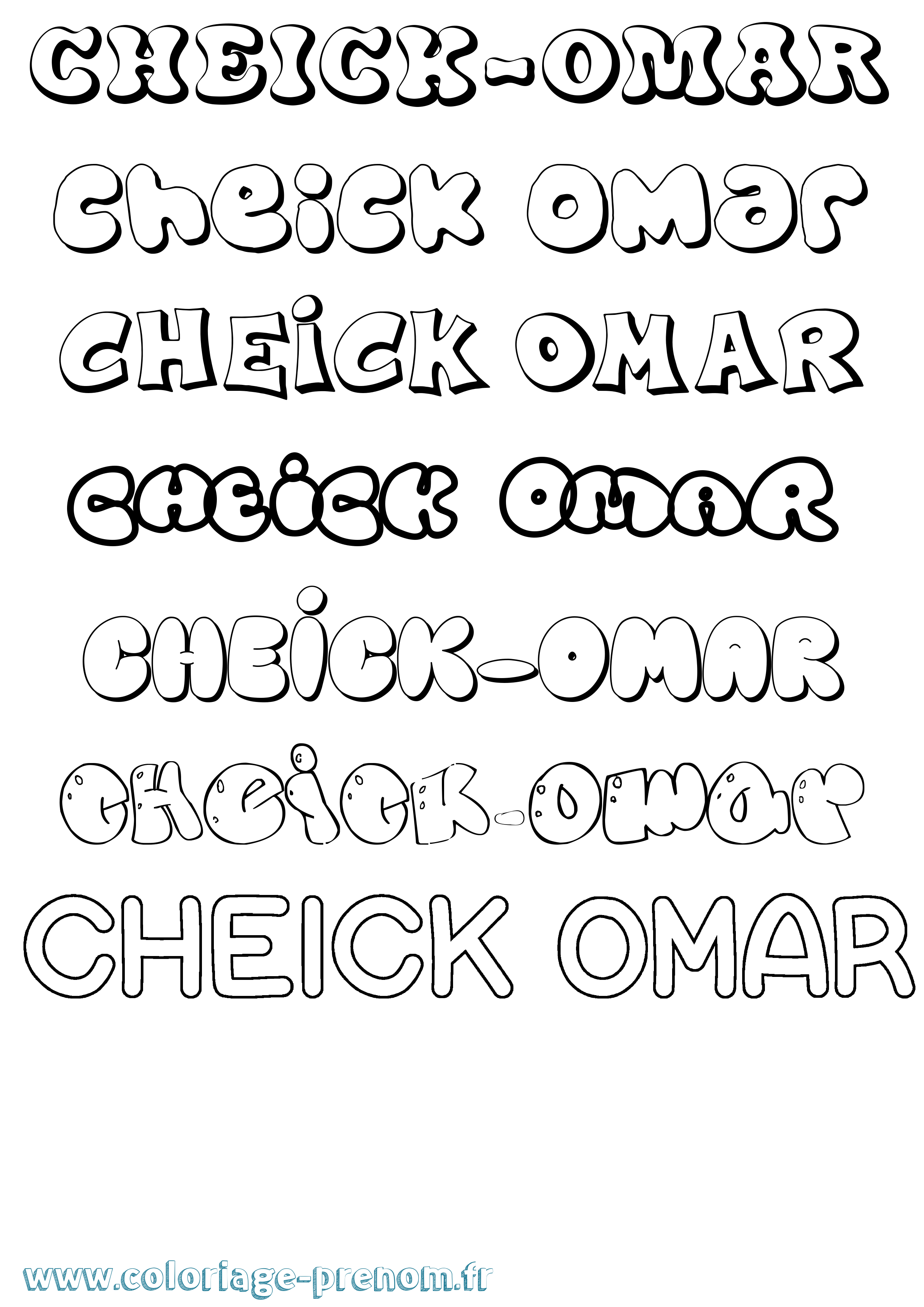 Coloriage Cheick-Omar Bubble Coloriage prénom Cheick-Omar Bubble