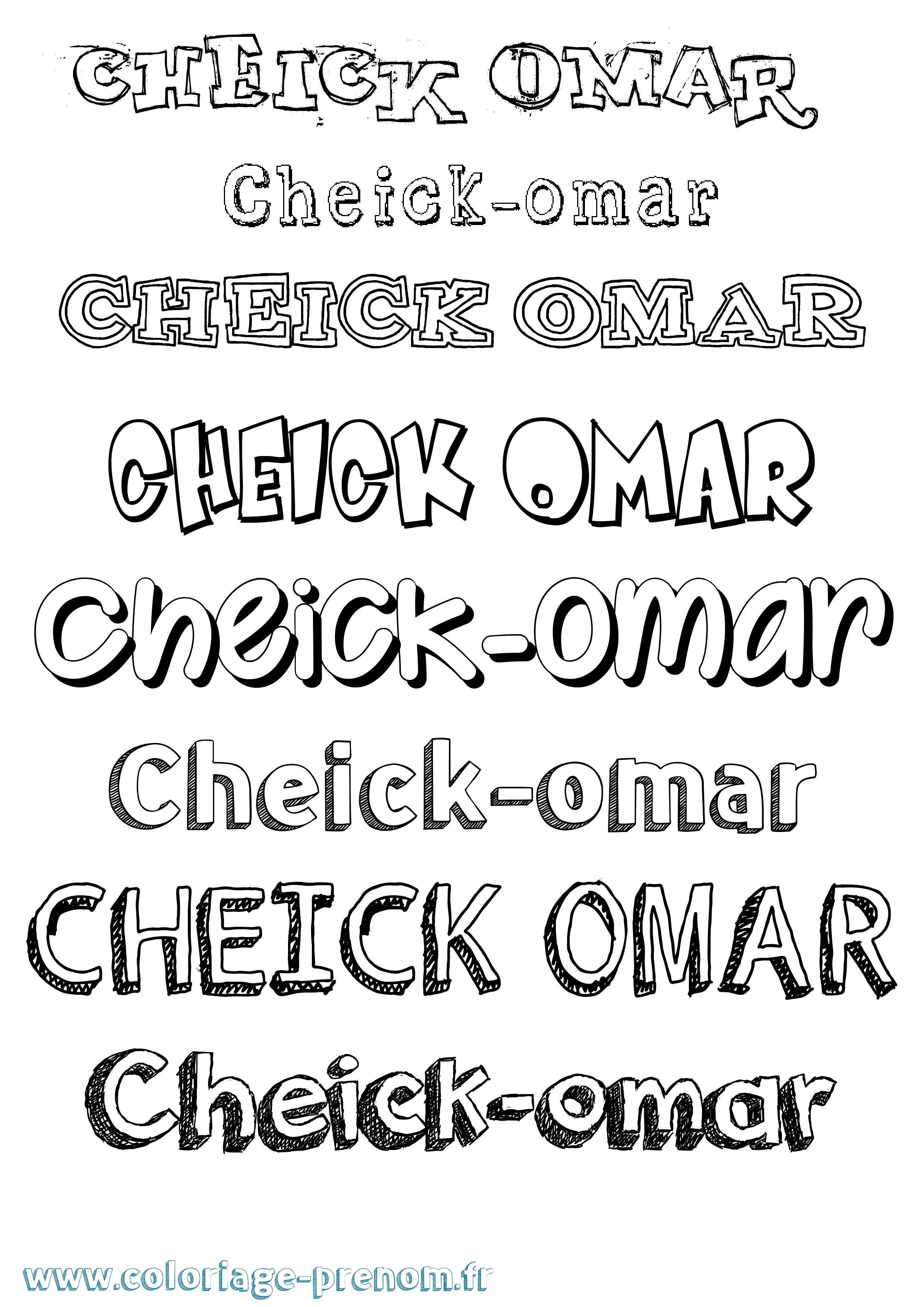 Coloriage Cheick-Omar Dessiné Coloriage prénom Cheick-Omar Dessiné