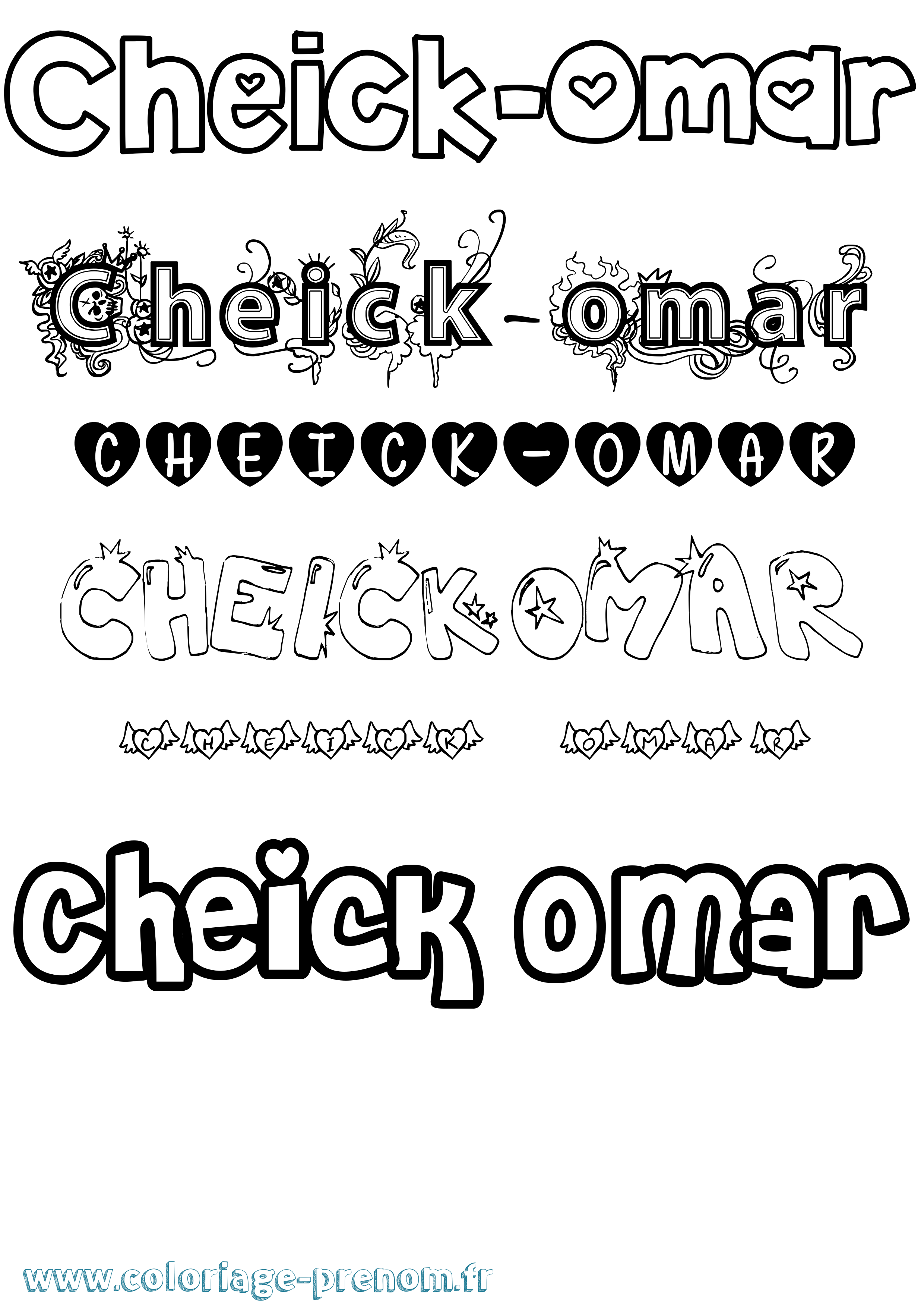 Coloriage Cheick-Omar Girly Coloriage prénom Cheick-Omar Girly