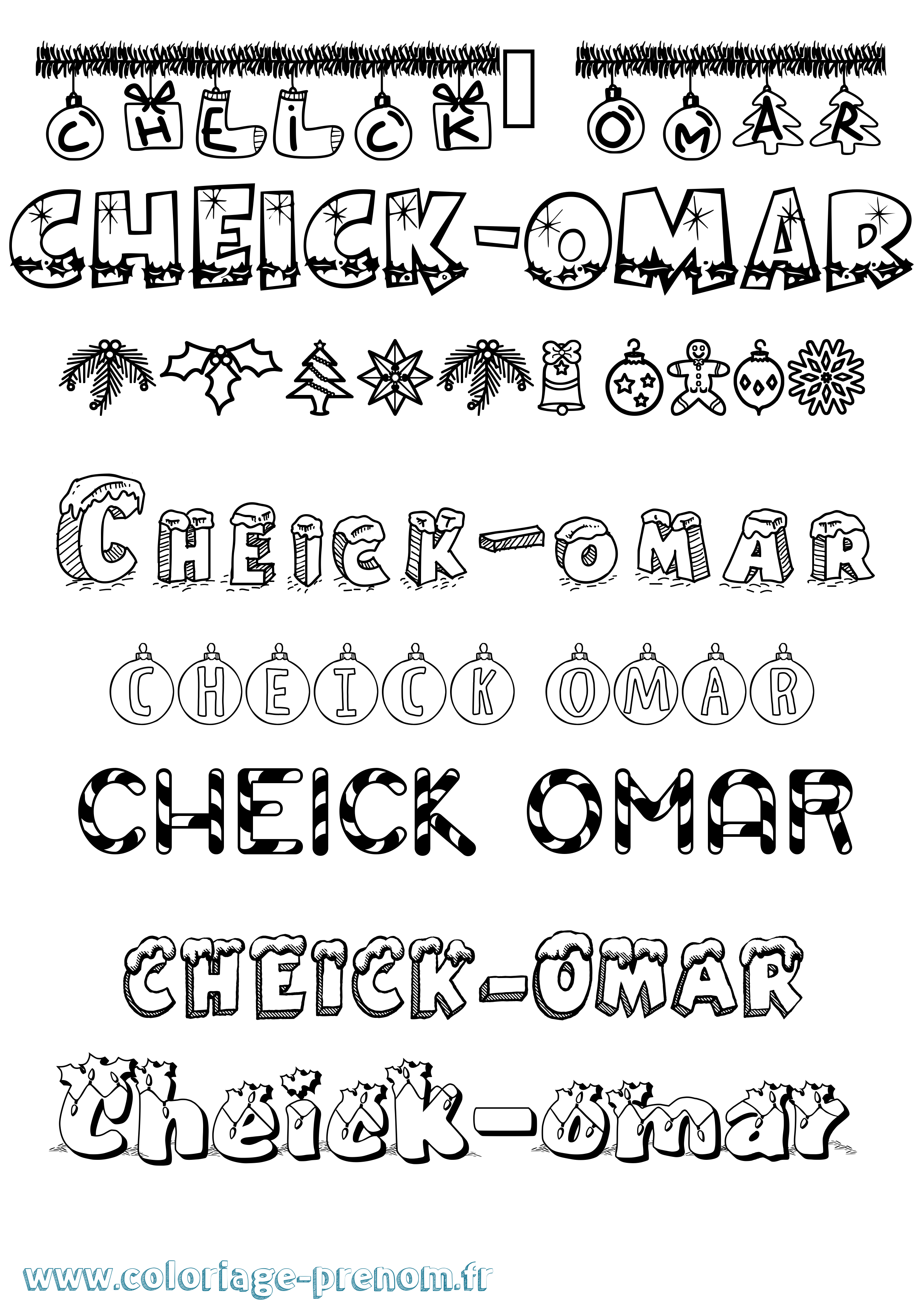 Coloriage Cheick-Omar Noël Coloriage prénom Cheick-Omar Noël