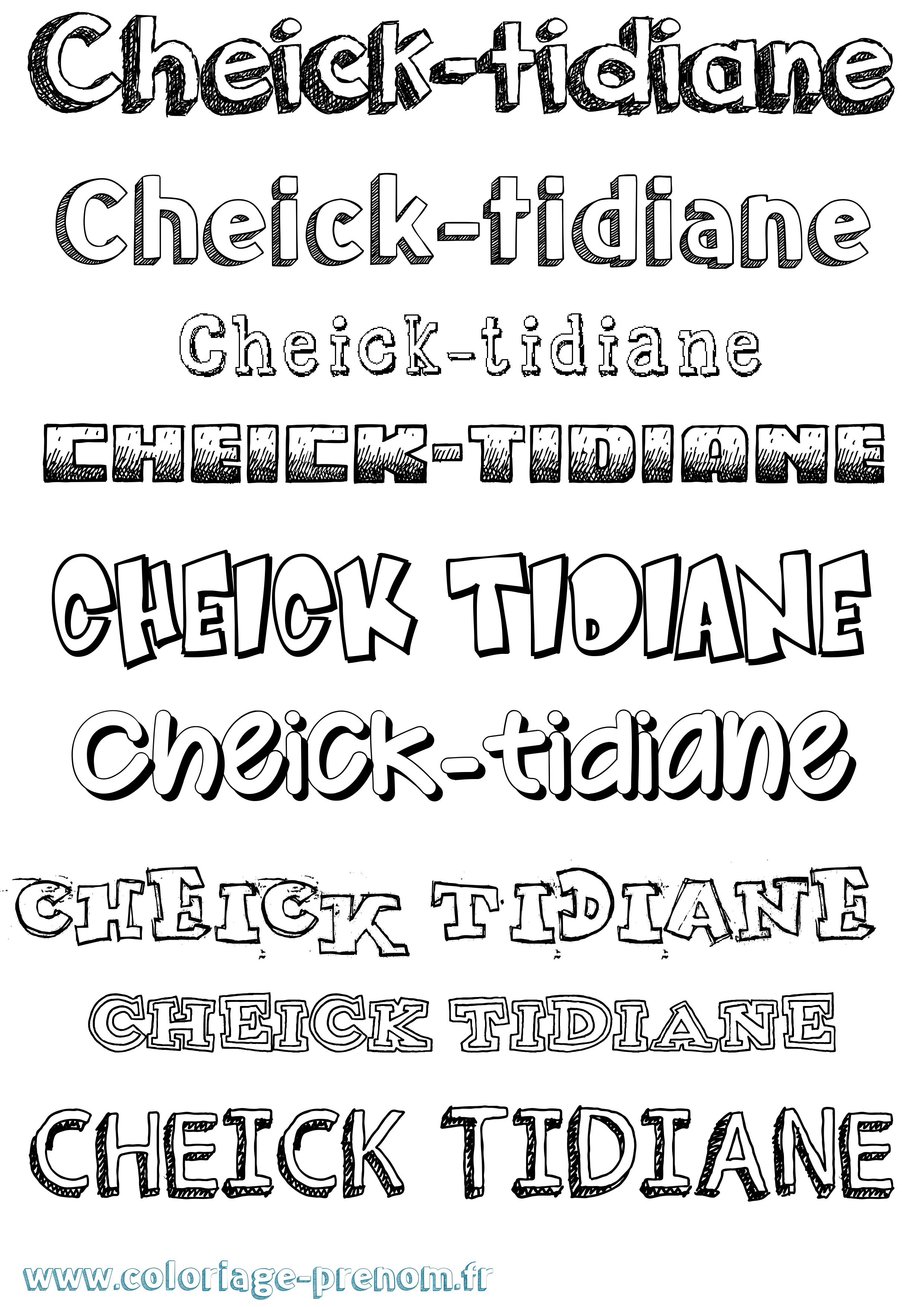 Coloriage Cheick-Tidiane Dessiné Coloriage prénom Cheick-Tidiane Dessiné
