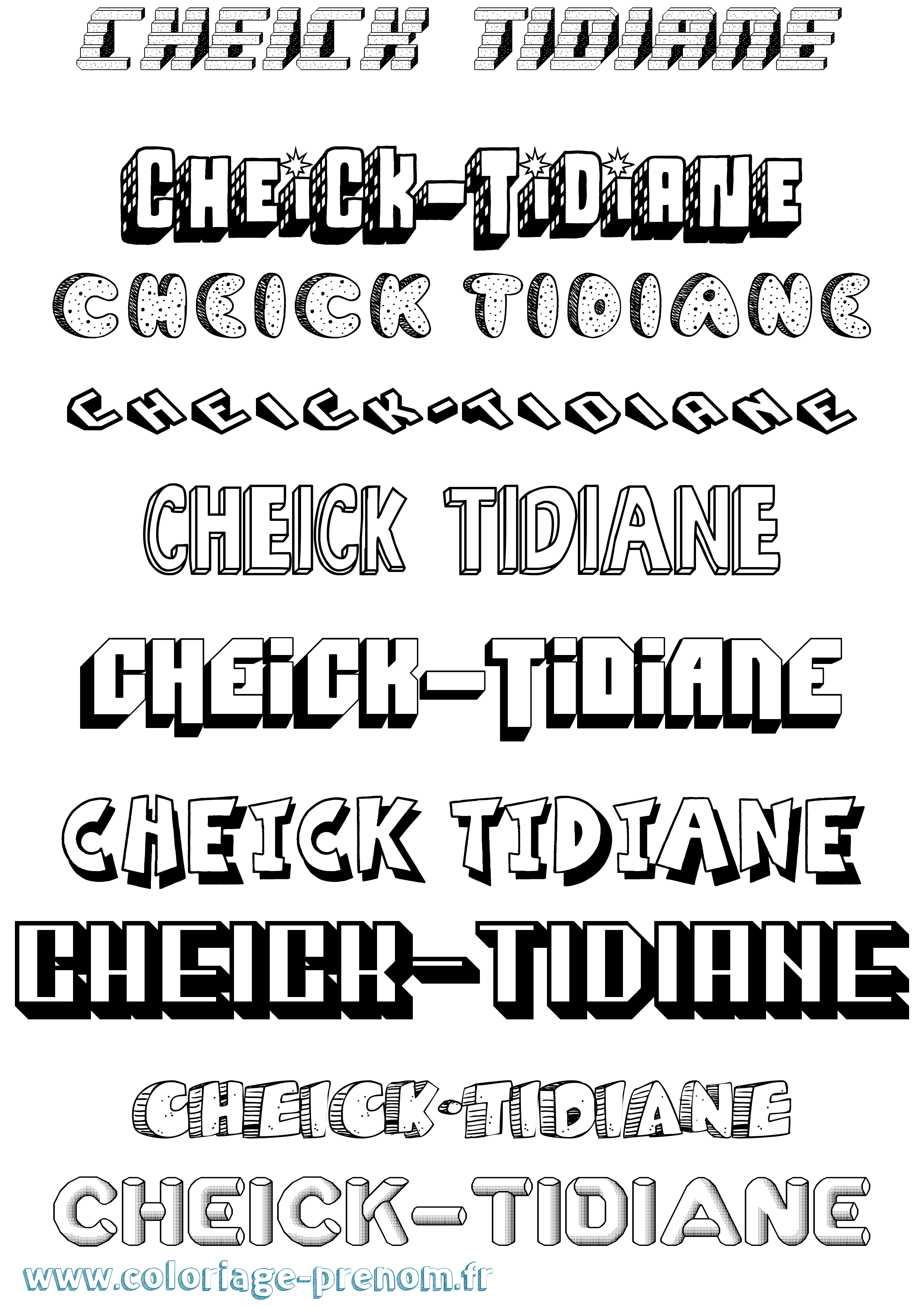 Coloriage Cheick-Tidiane Effet 3D Coloriage prénom Cheick-Tidiane Effet 3D