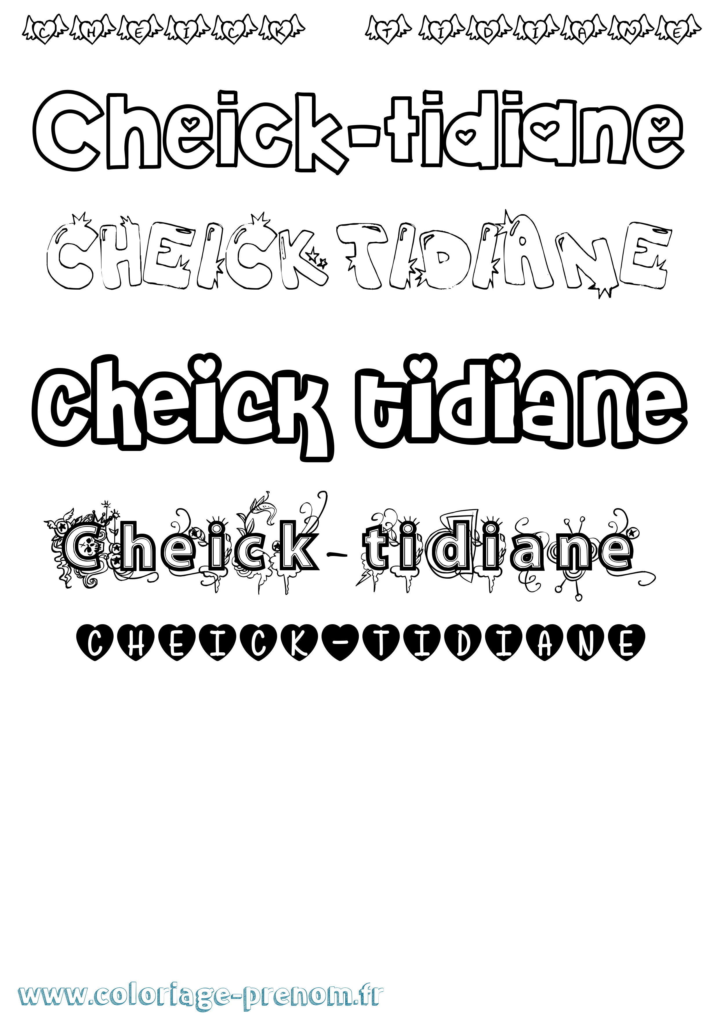Coloriage Cheick-Tidiane Girly Coloriage prénom Cheick-Tidiane Girly