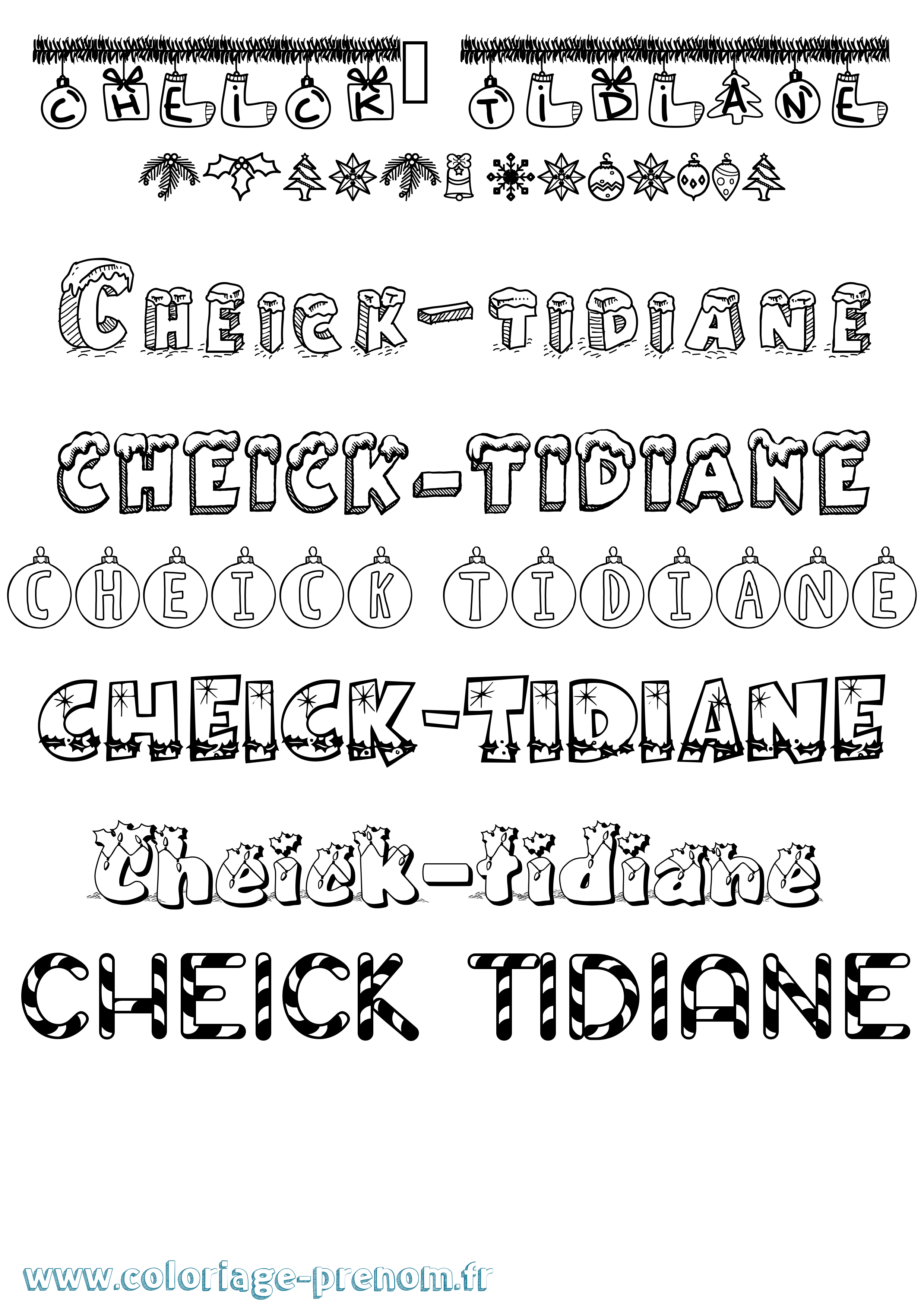 Coloriage Cheick-Tidiane Noël Coloriage prénom Cheick-Tidiane Noël
