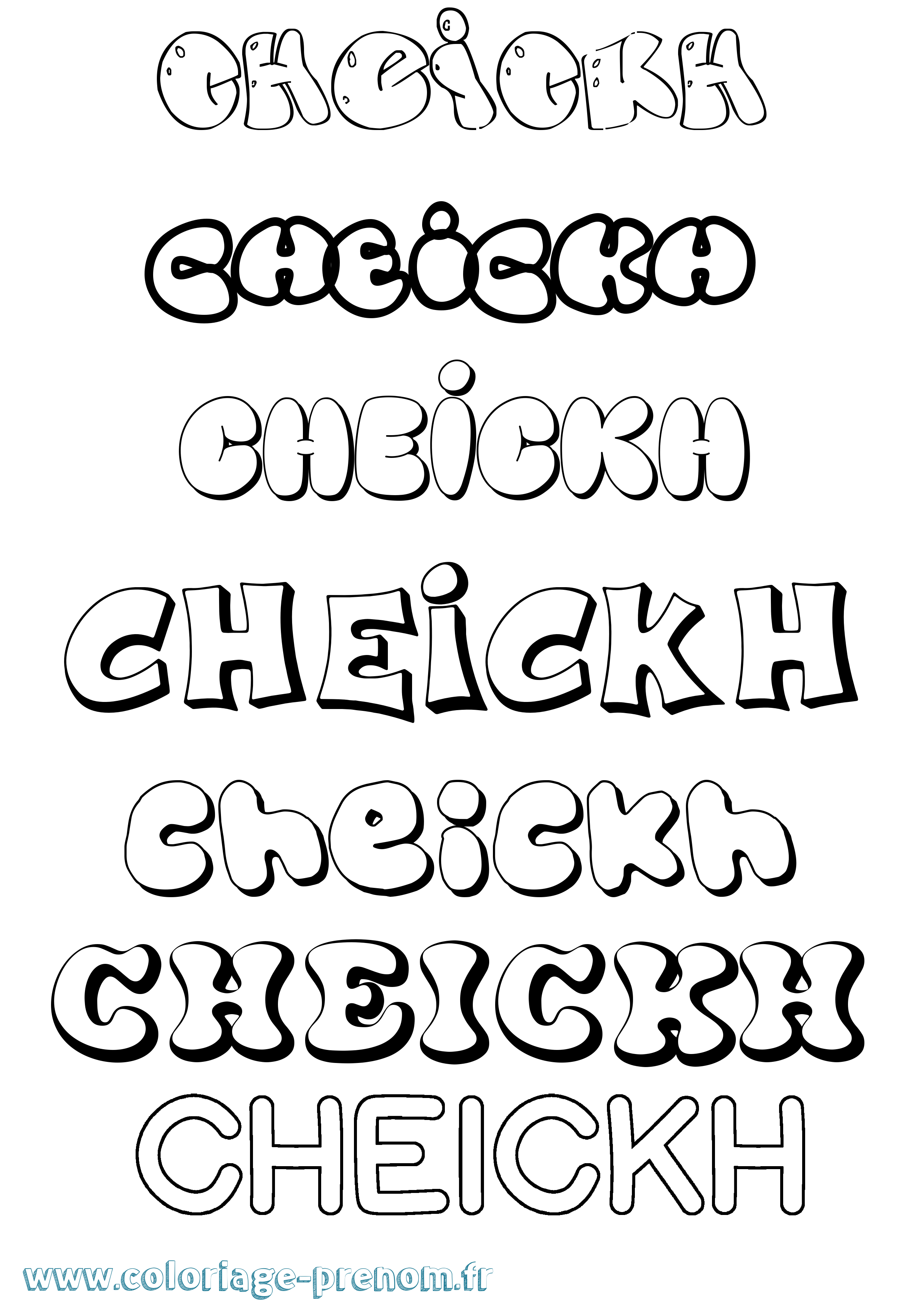 Coloriage Cheickh Bubble Coloriage prénom Cheickh Bubble