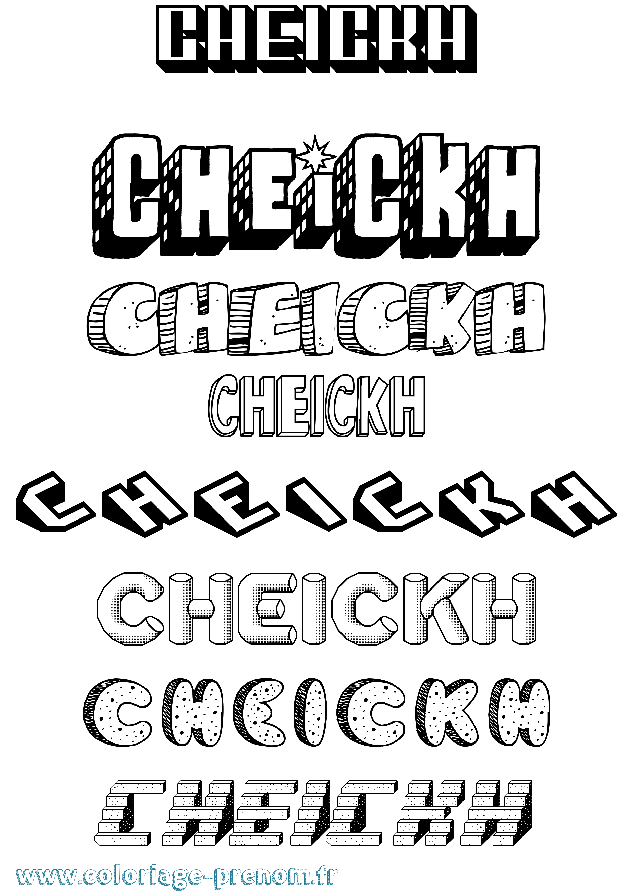Coloriage Cheickh Effet 3D Coloriage prénom Cheickh Effet 3D