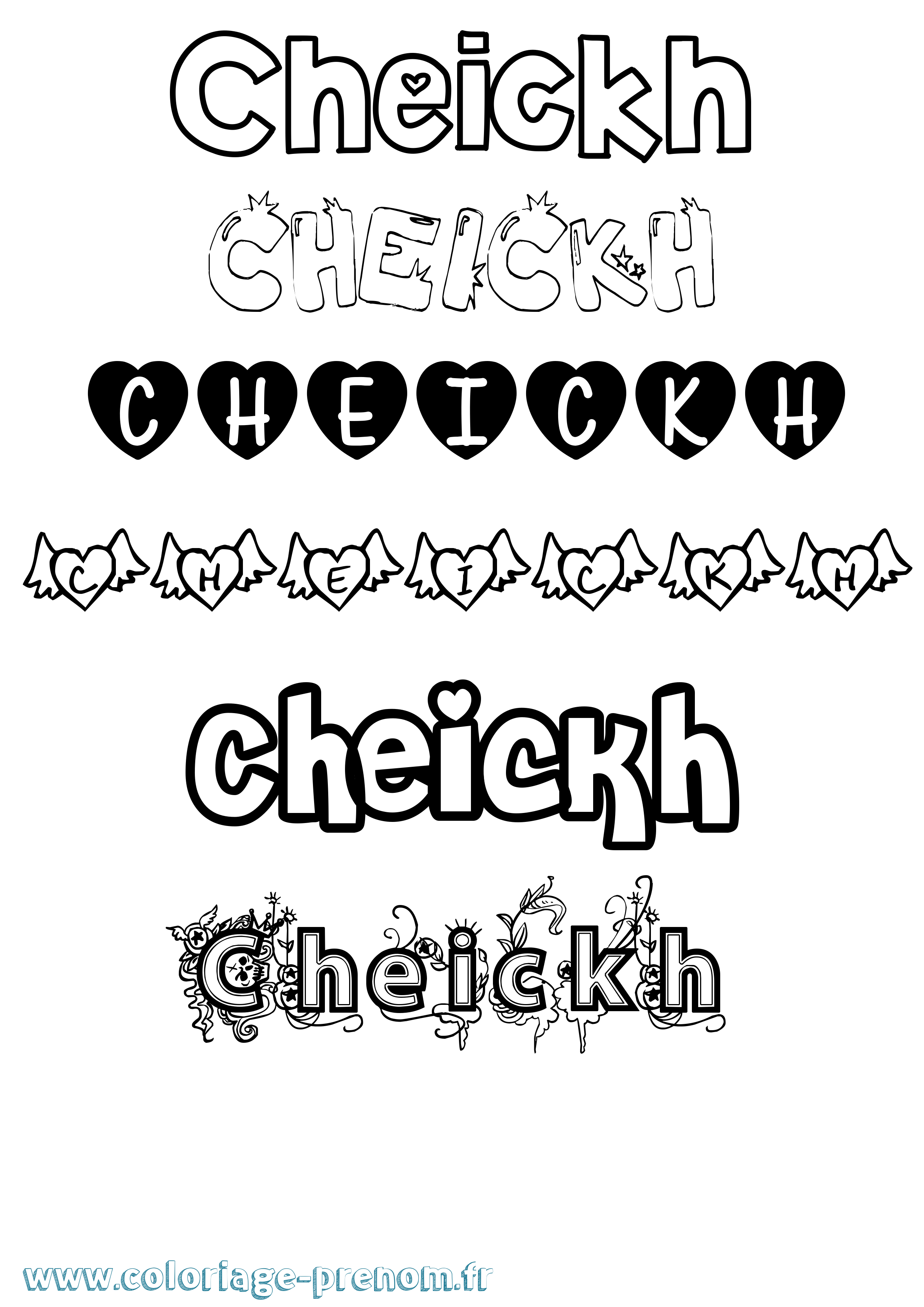 Coloriage Cheickh Girly Coloriage prénom Cheickh Girly