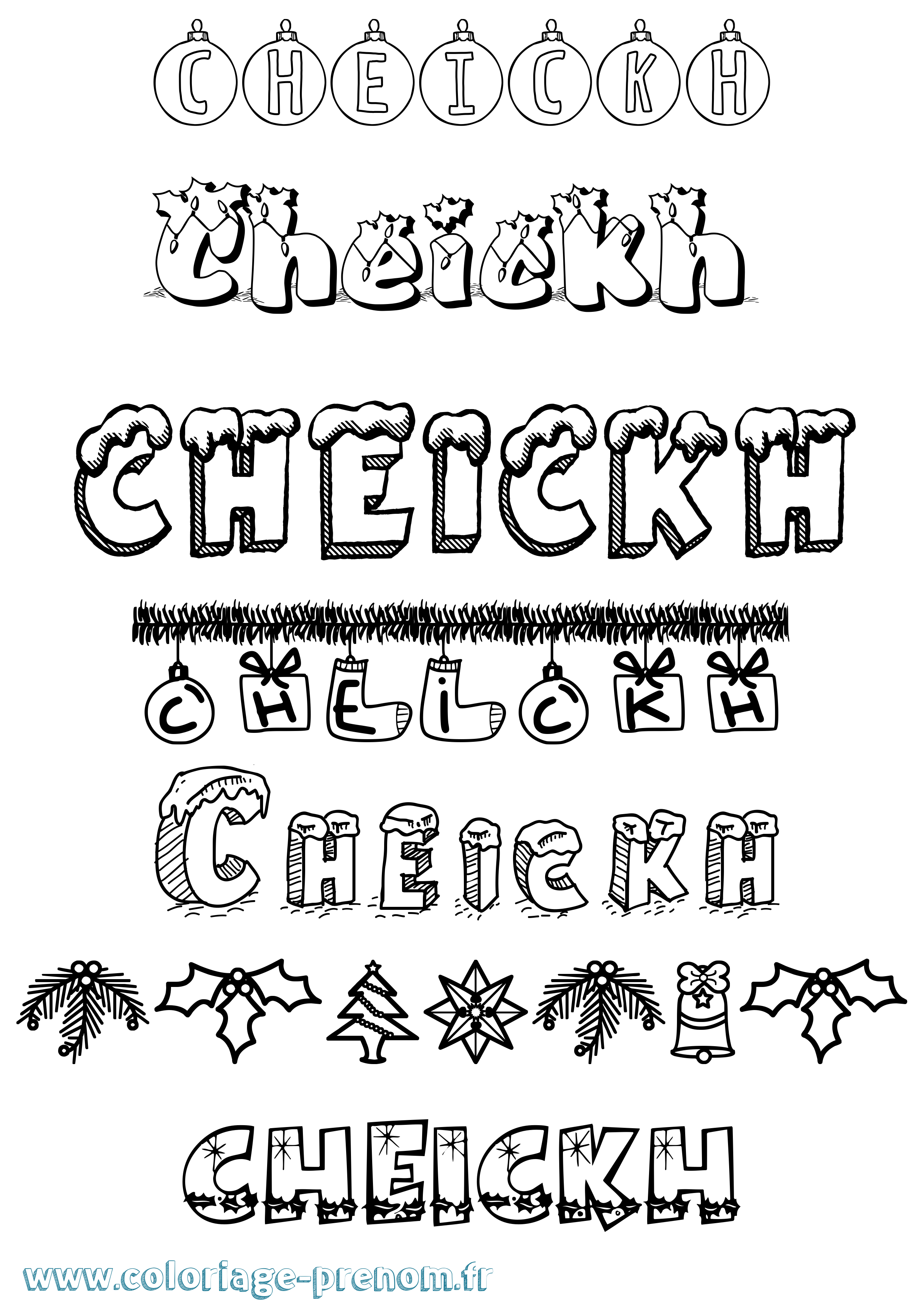 Coloriage Cheickh Noël Coloriage prénom Cheickh Noël