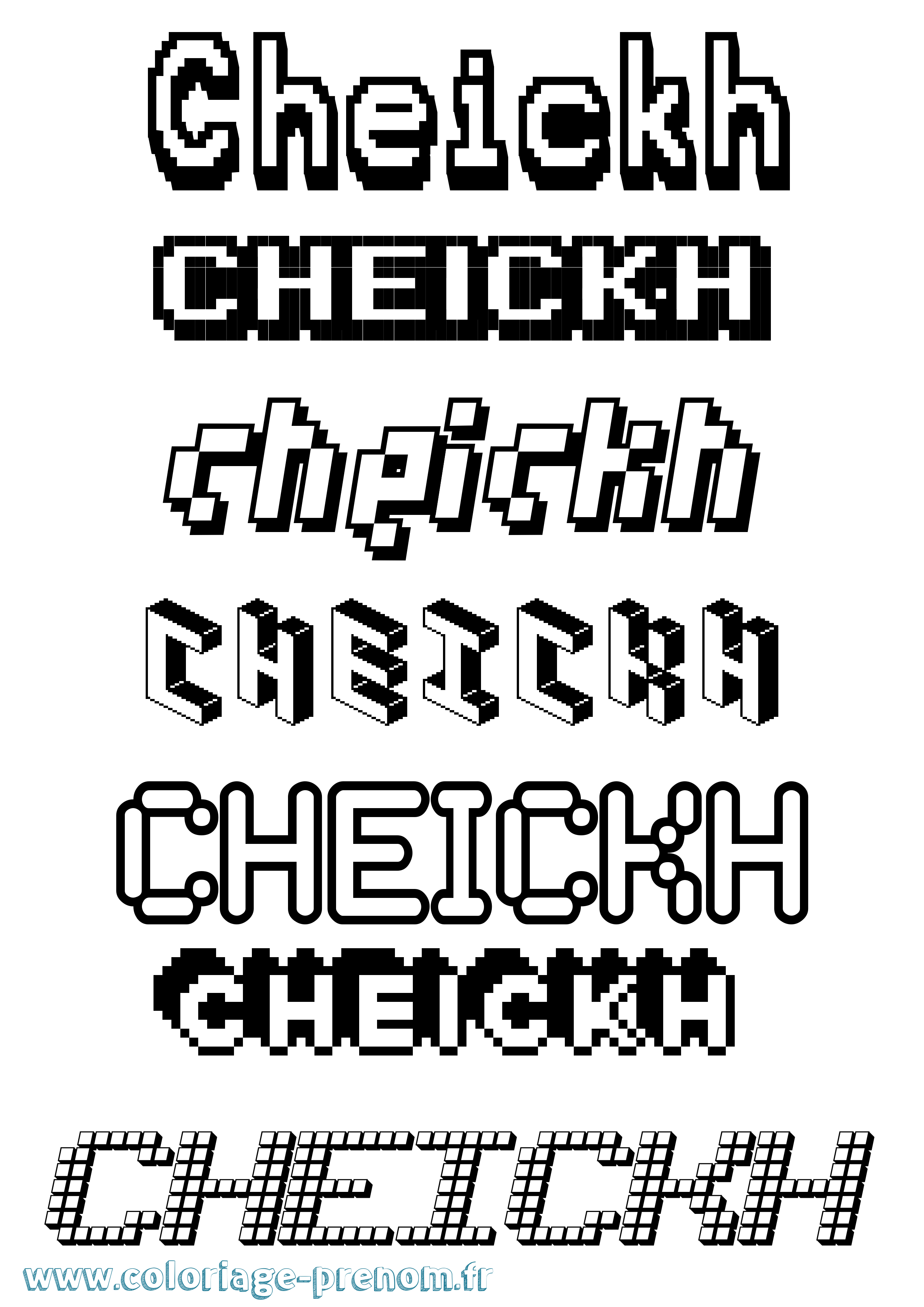 Coloriage Cheickh Pixel Coloriage prénom Cheickh Pixel