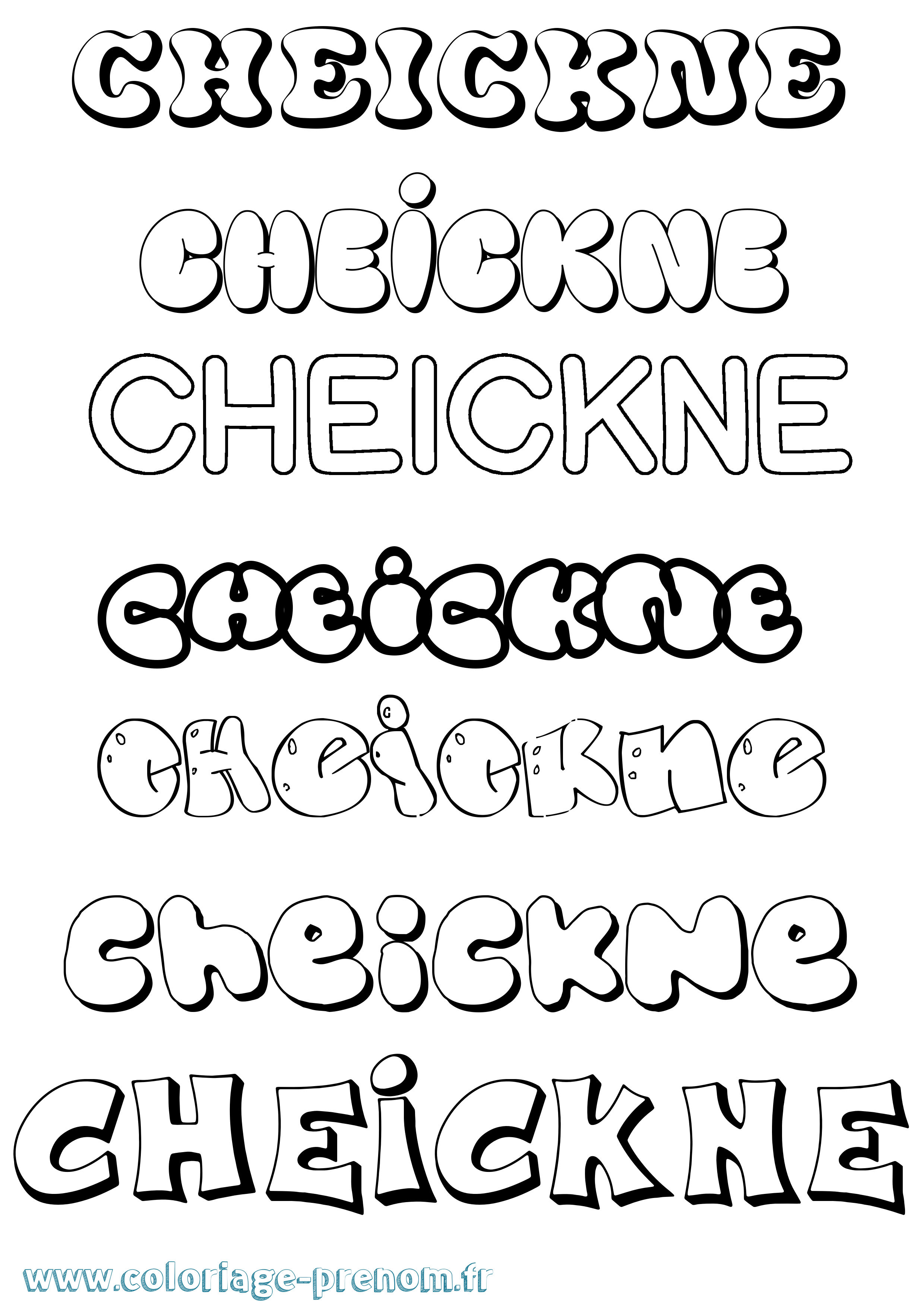 Coloriage Cheickne Bubble Coloriage prénom Cheickne Bubble