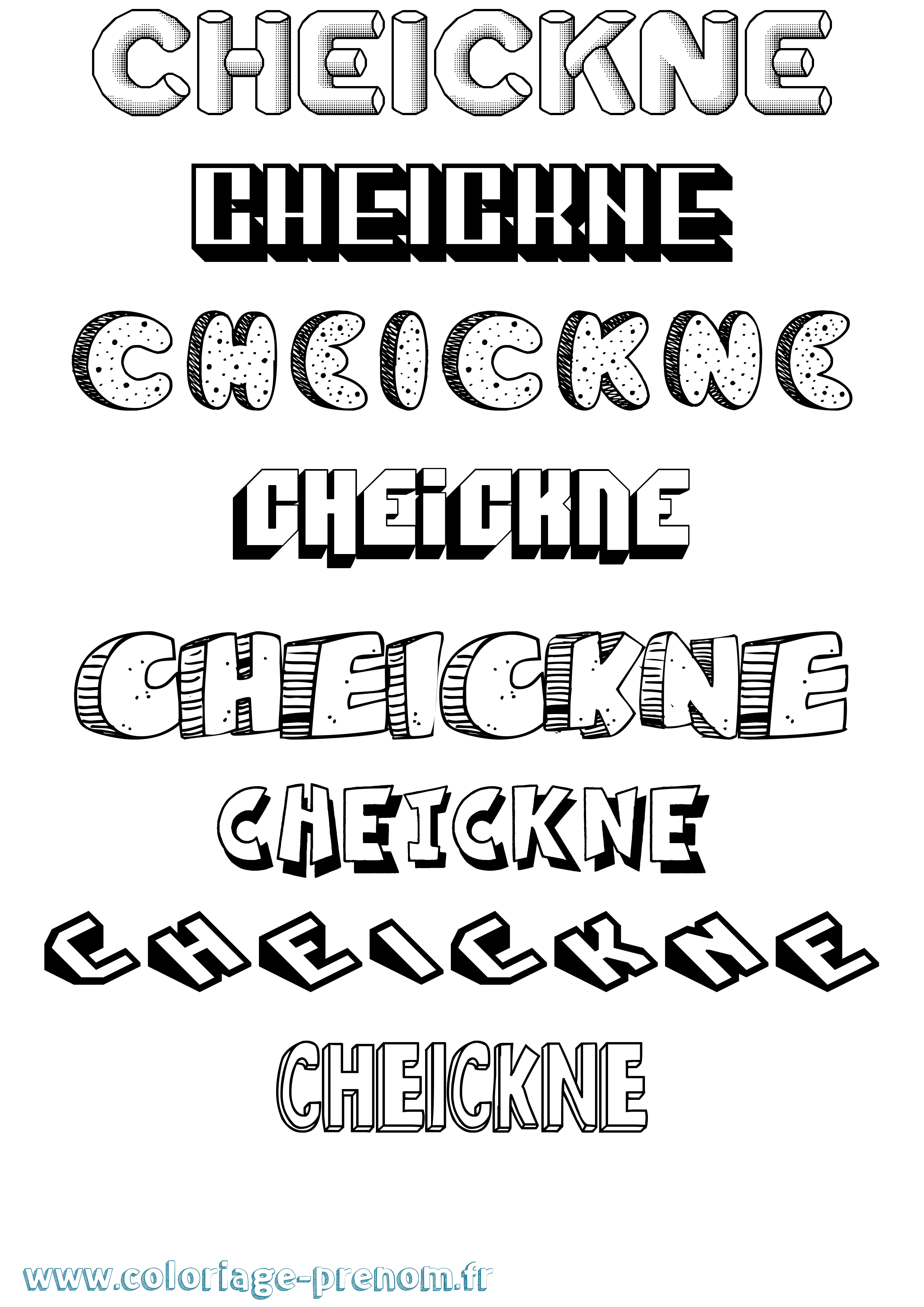 Coloriage Cheickne Effet 3D Coloriage prénom Cheickne Effet 3D