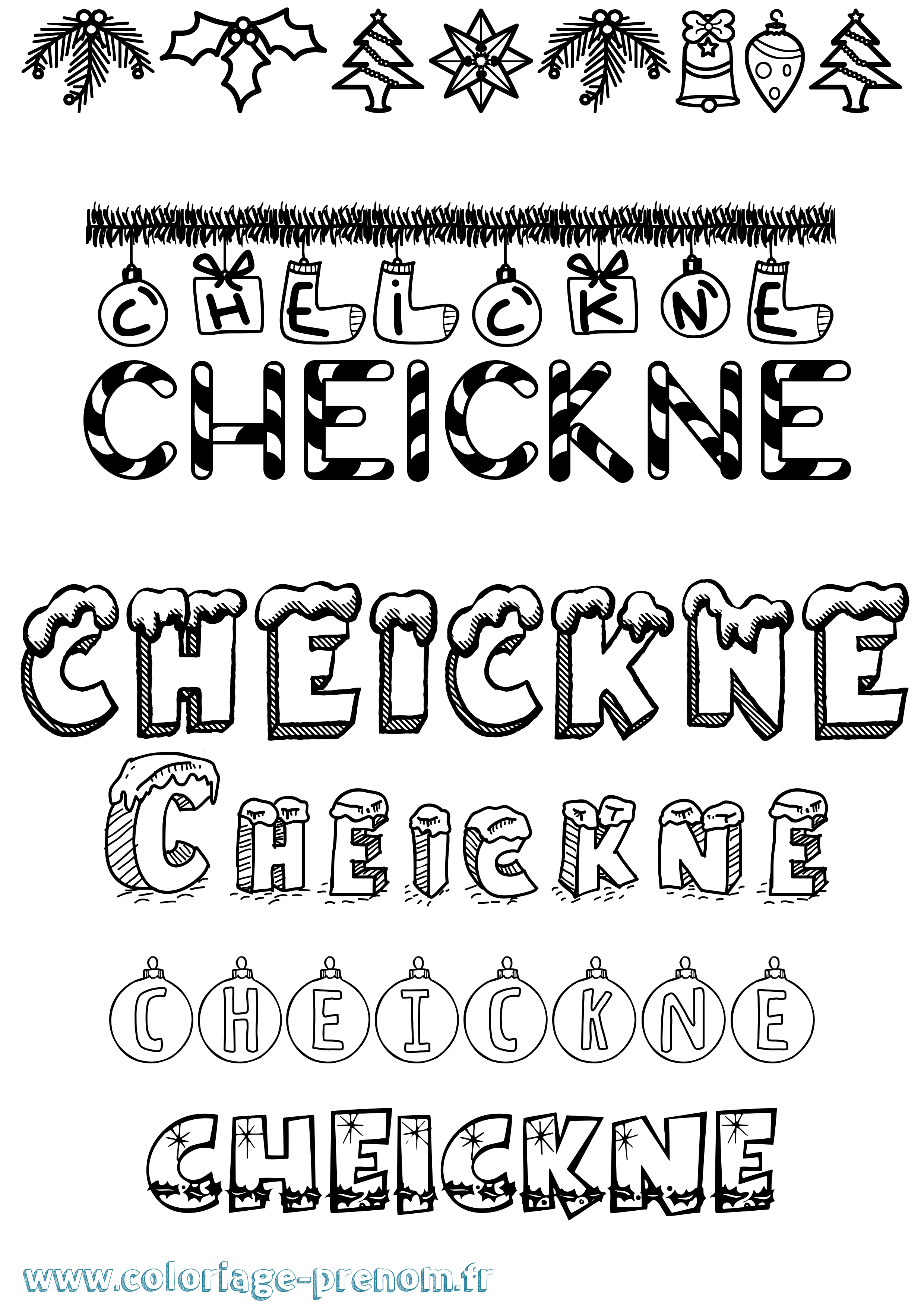 Coloriage Cheickne Noël Coloriage prénom Cheickne Noël