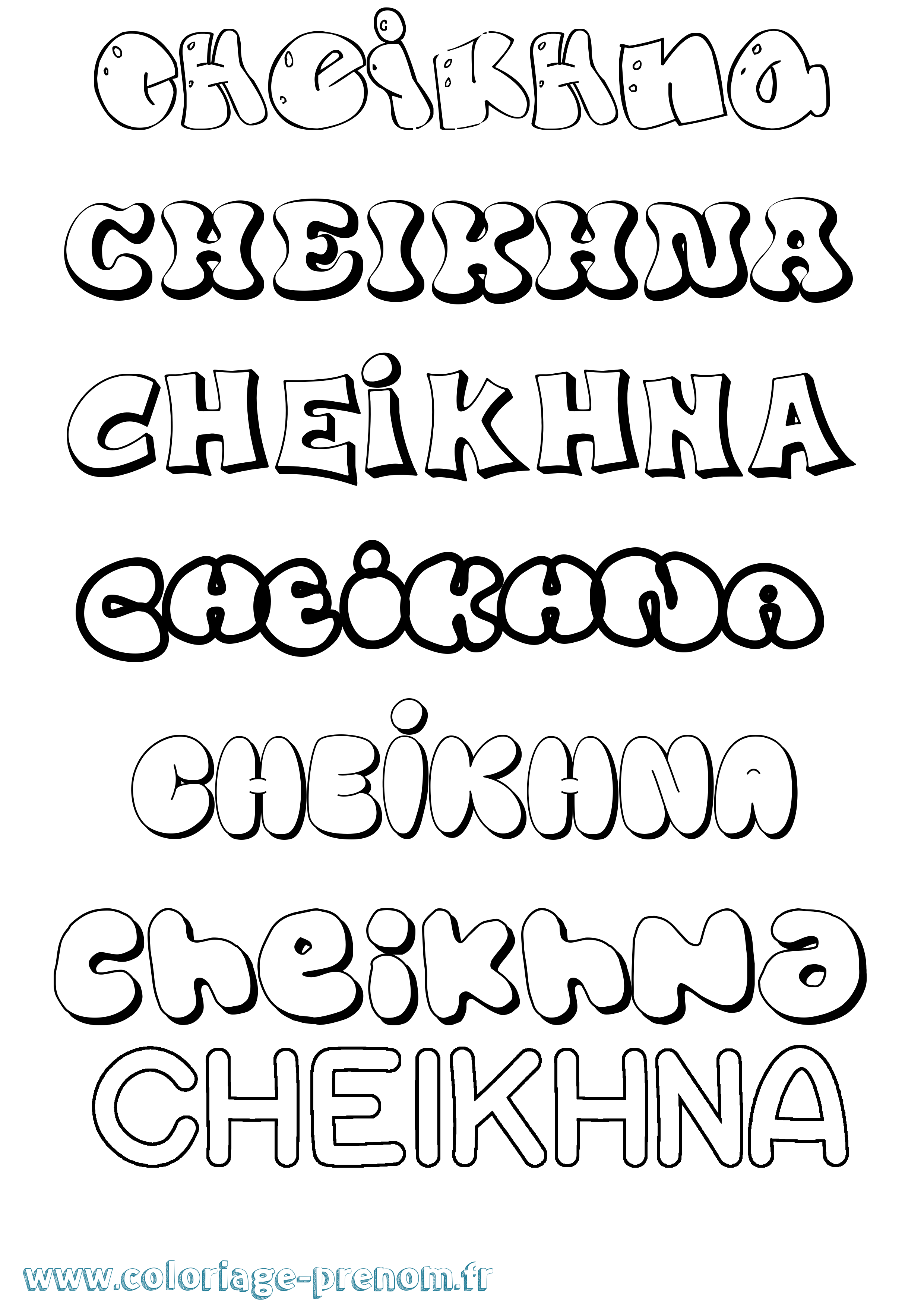 Coloriage Cheikhna Bubble Coloriage prénom Cheikhna Bubble