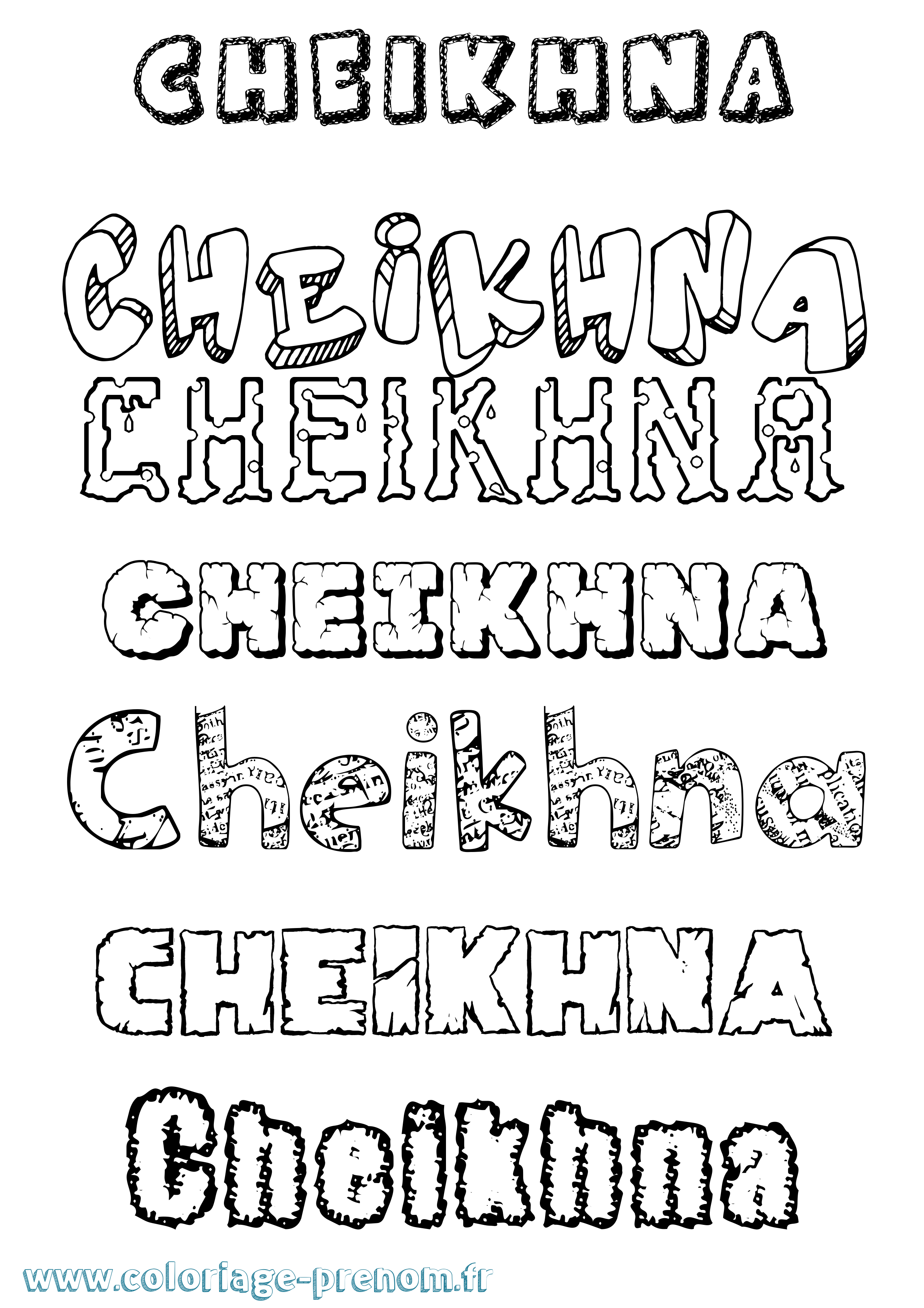 Coloriage Cheikhna Destructuré Coloriage prénom Cheikhna Destructuré