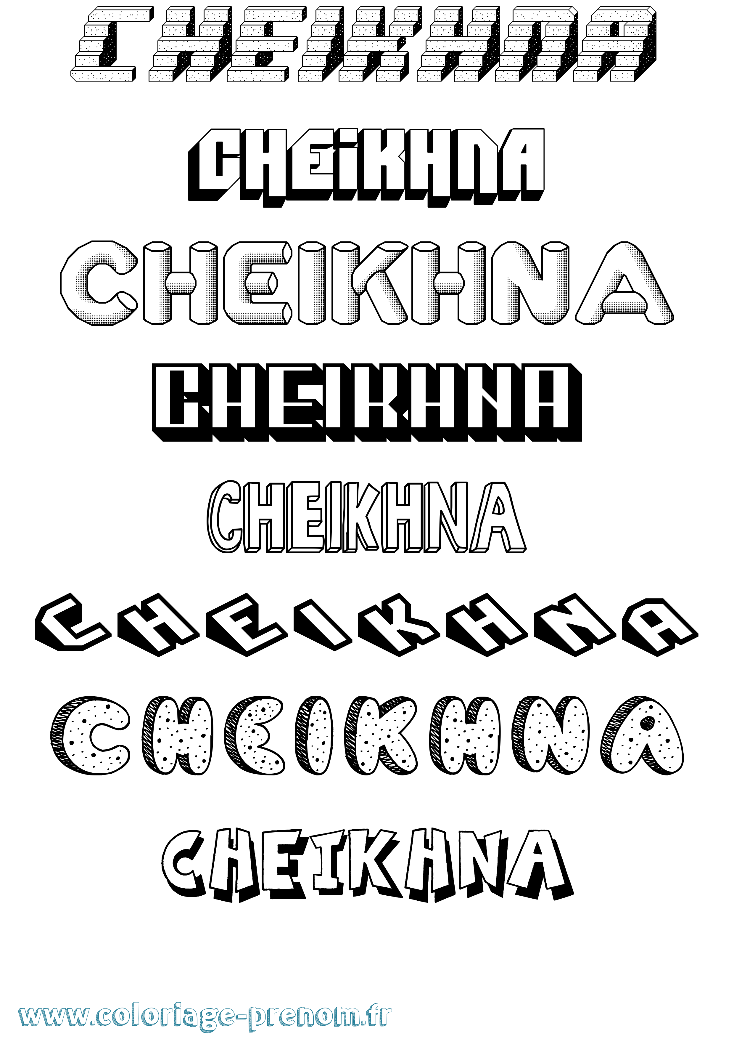 Coloriage Cheikhna Effet 3D Coloriage prénom Cheikhna Effet 3D
