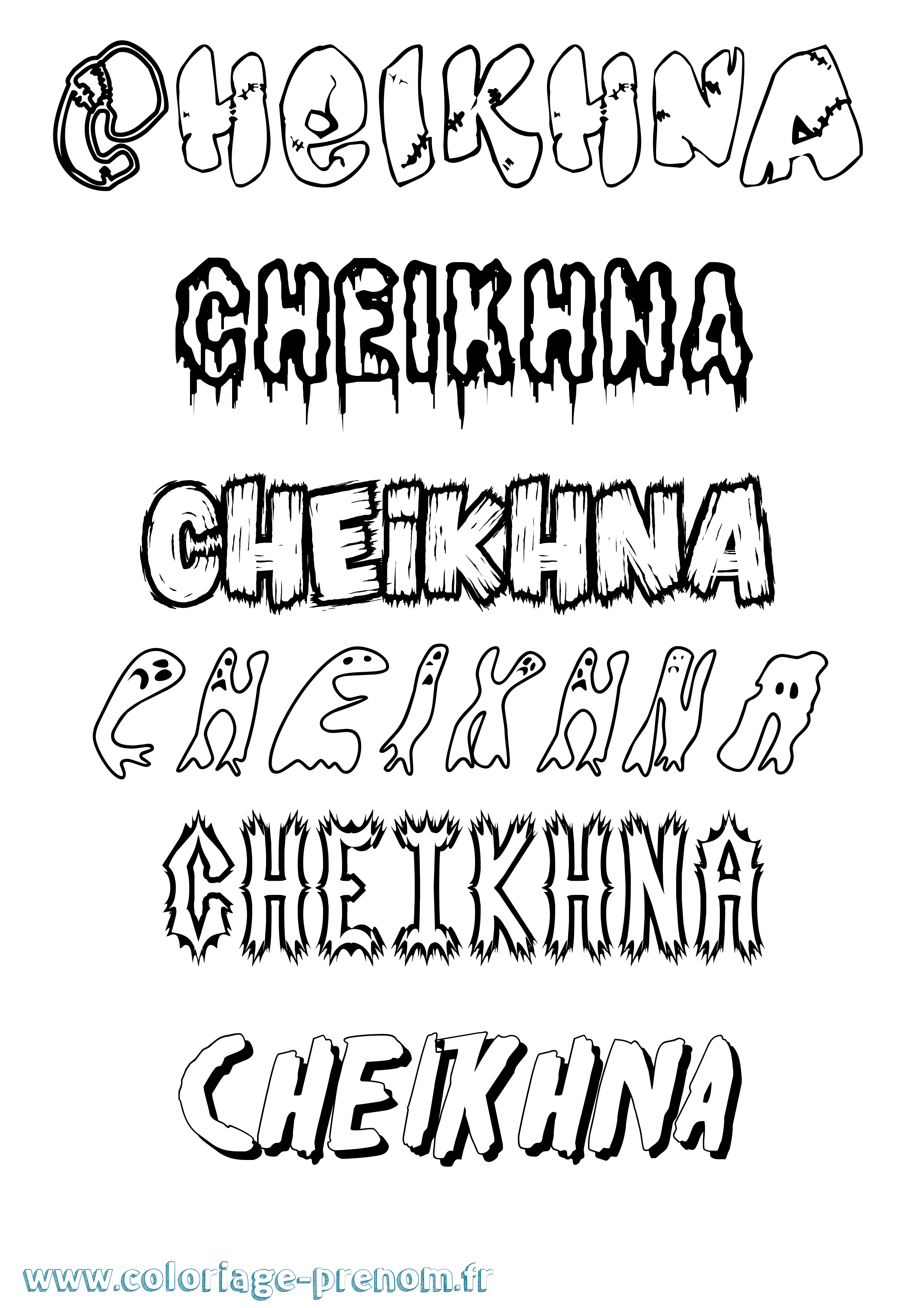 Coloriage Cheikhna Frisson Coloriage prénom Cheikhna Frisson
