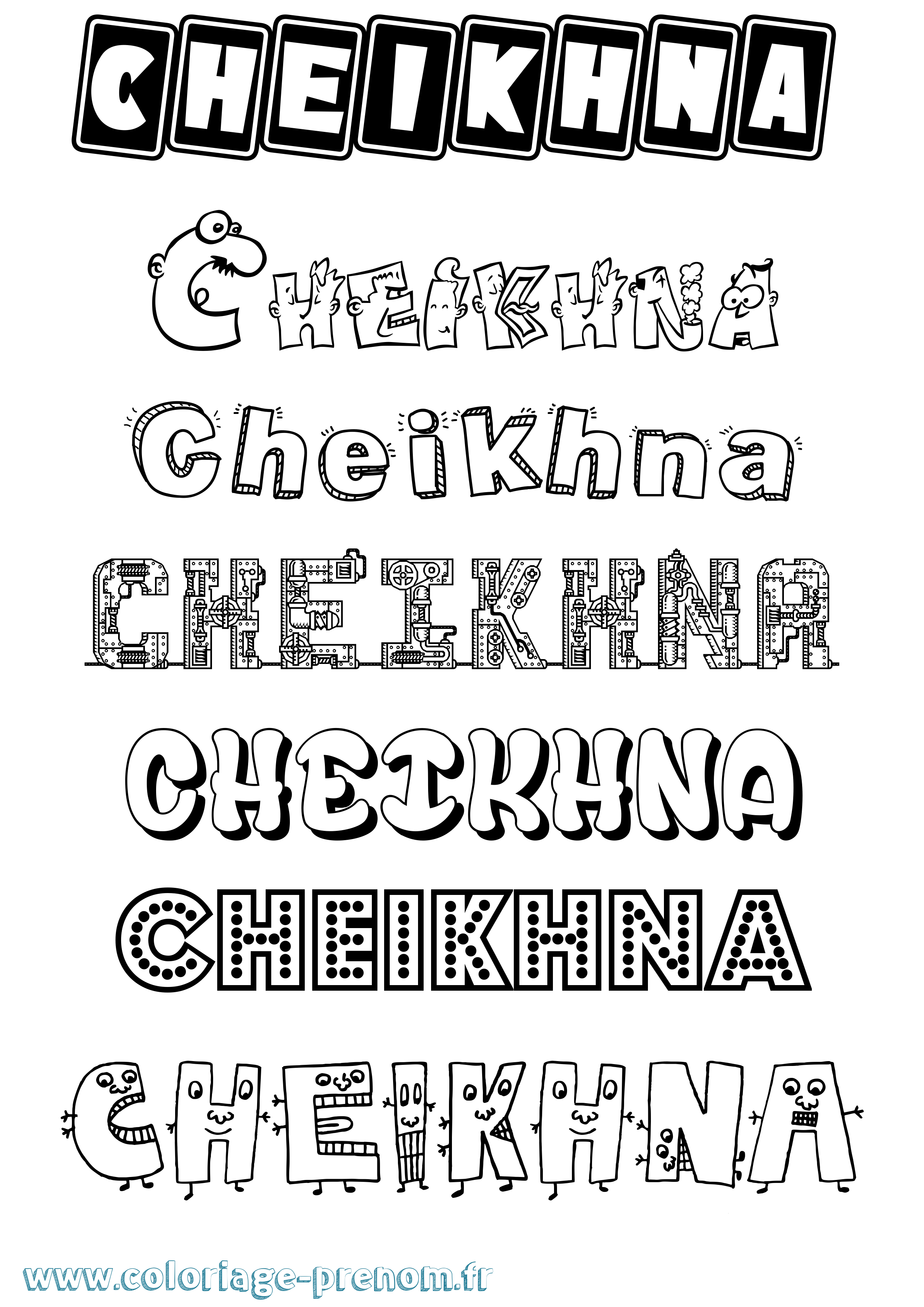 Coloriage Cheikhna Fun Coloriage prénom Cheikhna Fun
