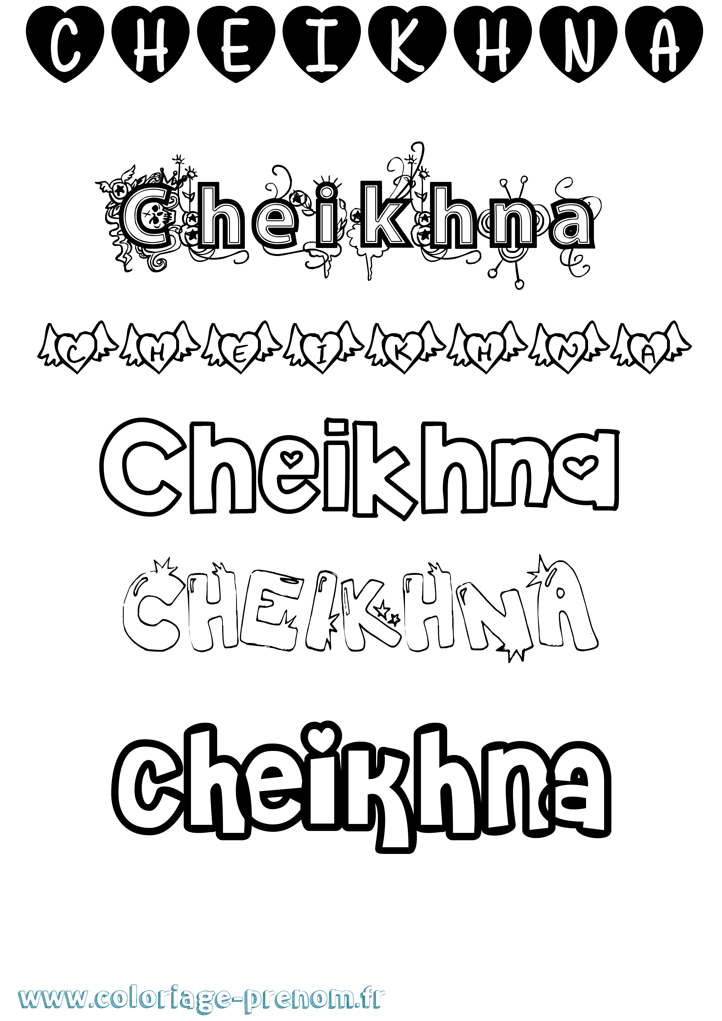 Coloriage Cheikhna Girly Coloriage prénom Cheikhna Girly