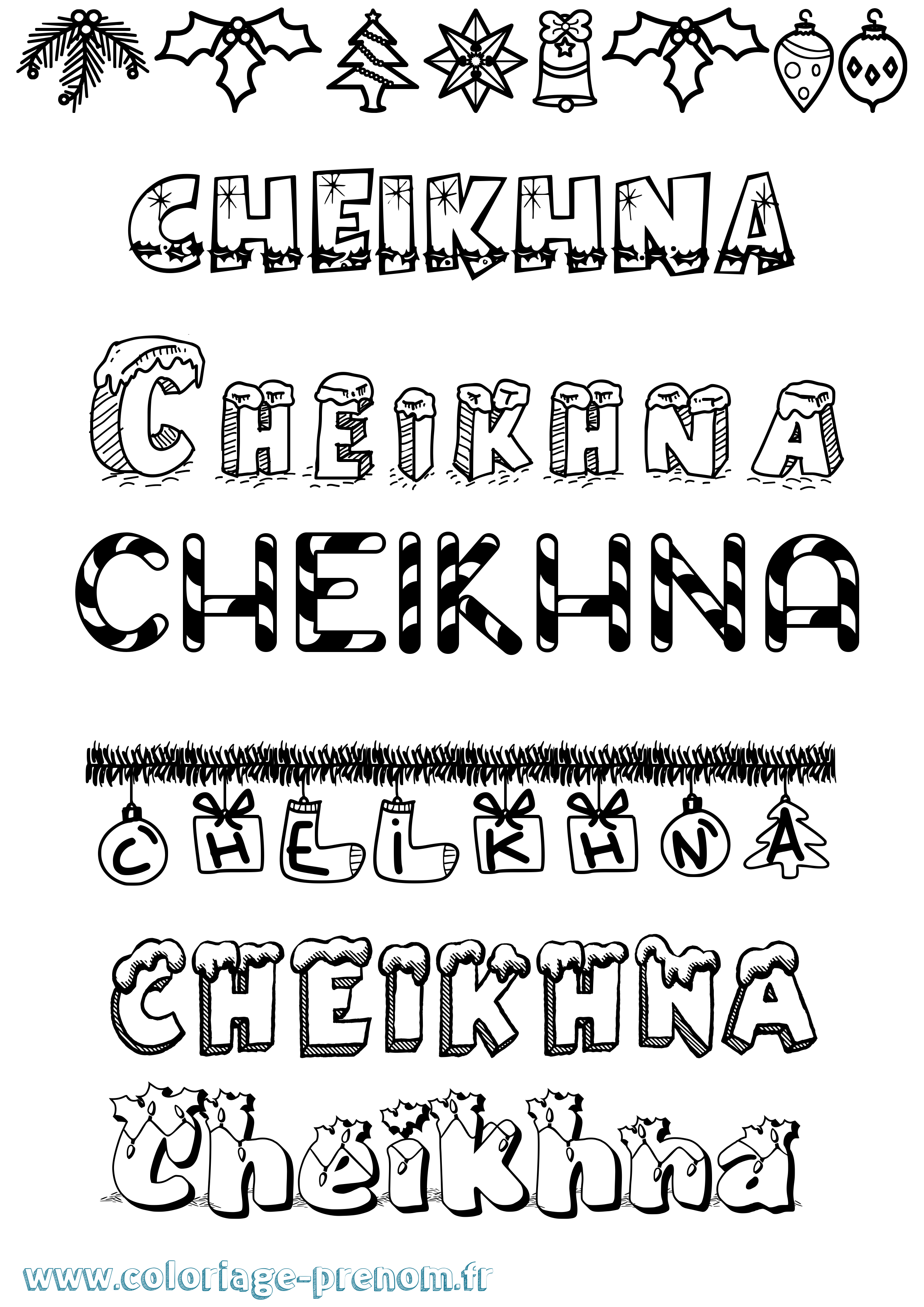 Coloriage Cheikhna Noël Coloriage prénom Cheikhna Noël