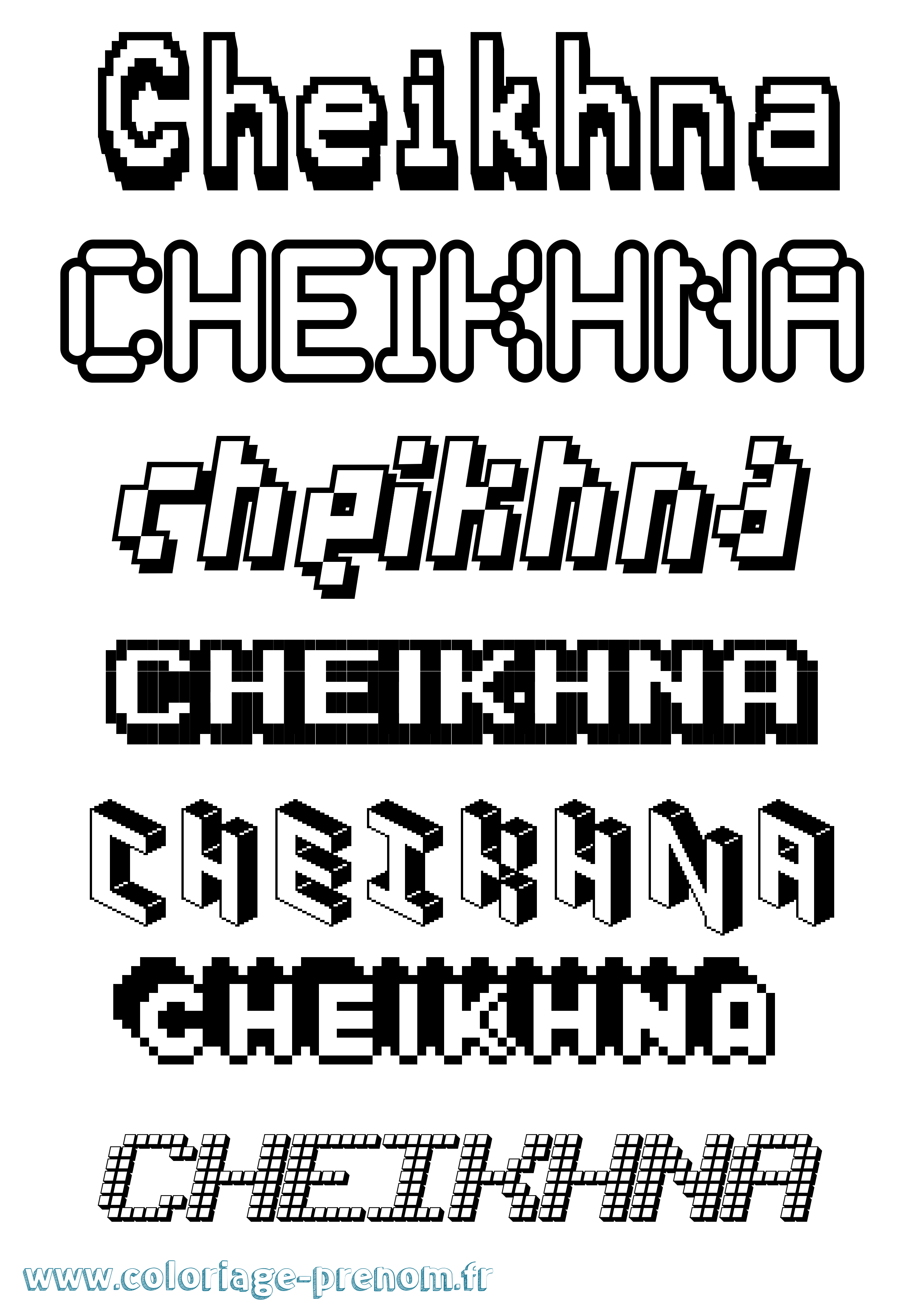 Coloriage Cheikhna Pixel Coloriage prénom Cheikhna Pixel