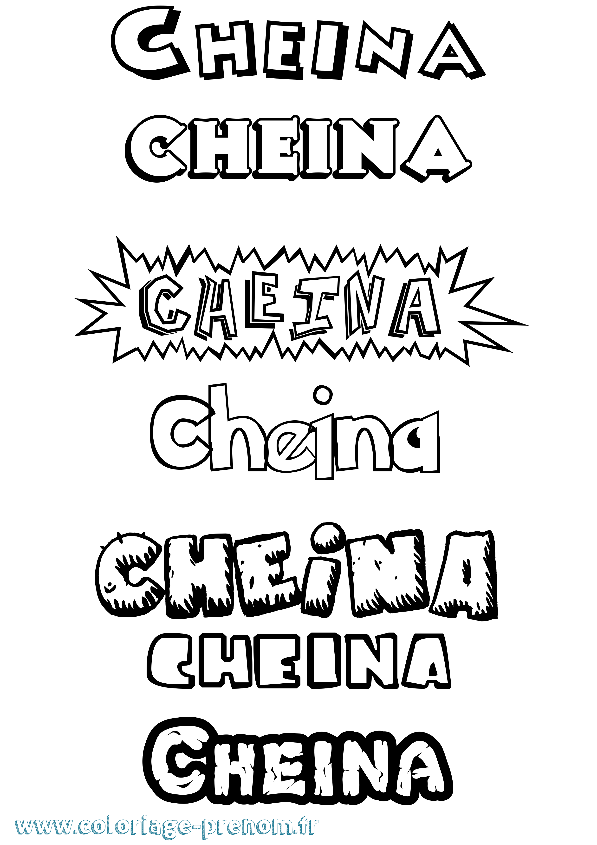 Coloriage Cheina Dessin Animé Coloriage prénom Cheina Dessin Animé