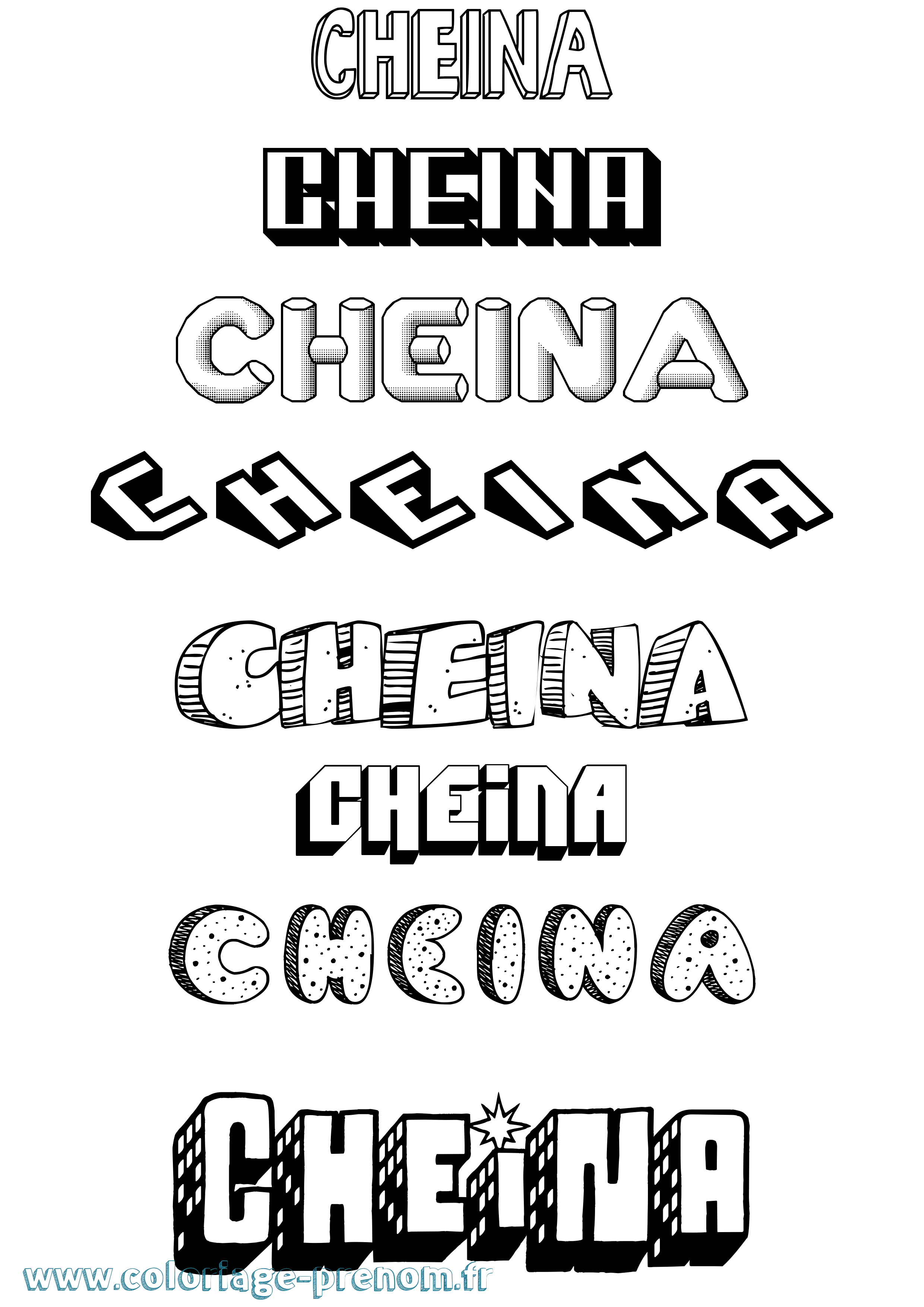 Coloriage Cheina Effet 3D Coloriage prénom Cheina Effet 3D