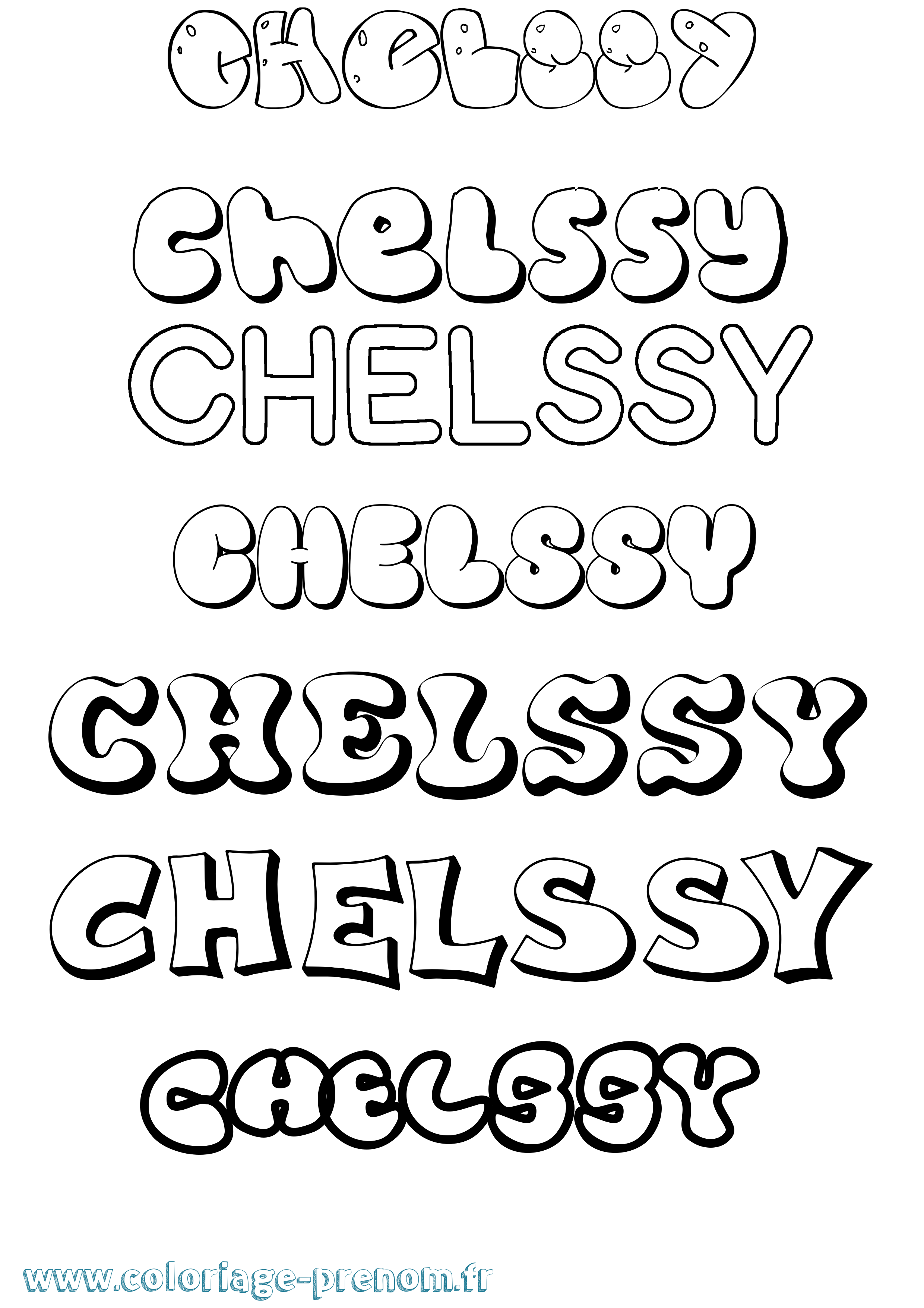 Coloriage Chelssy Bubble Coloriage prénom Chelssy Bubble