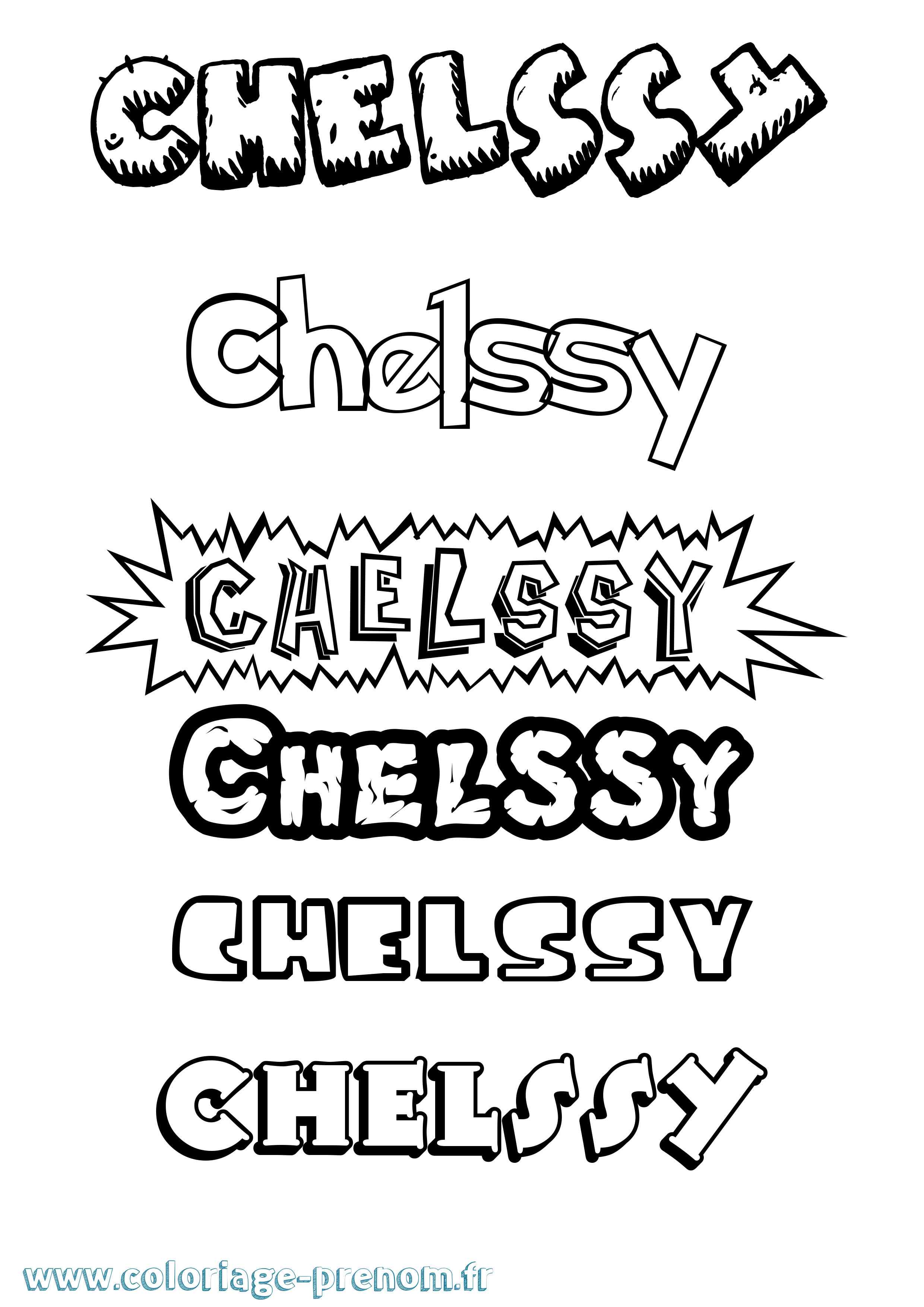Coloriage Chelssy Dessin Animé Coloriage prénom Chelssy Dessin Animé