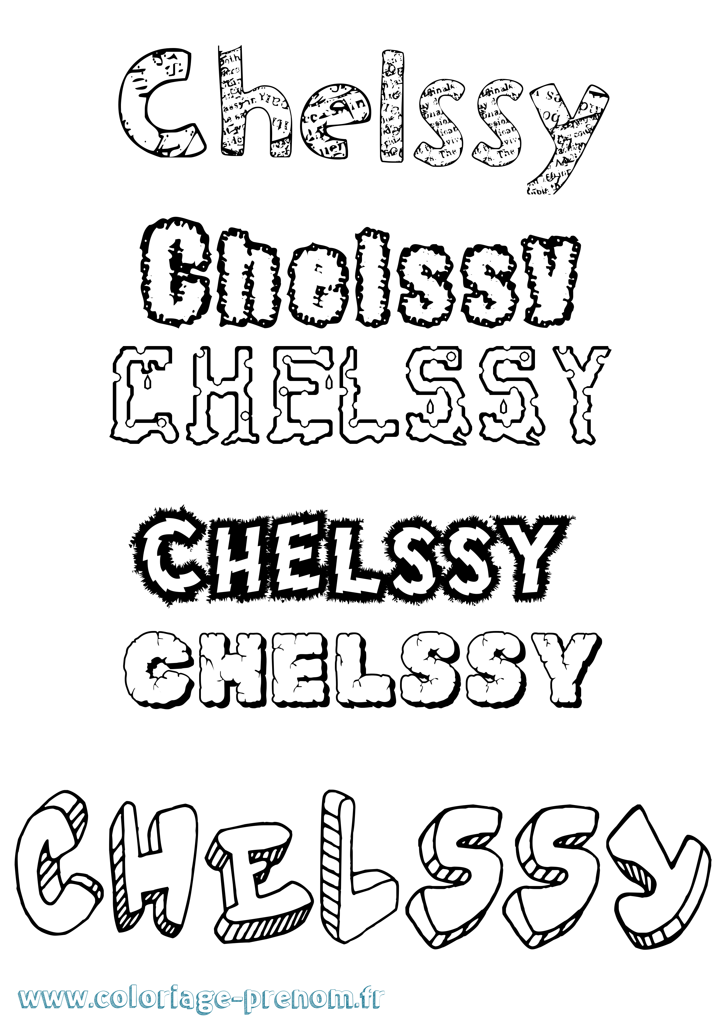 Coloriage Chelssy Destructuré Coloriage prénom Chelssy Destructuré