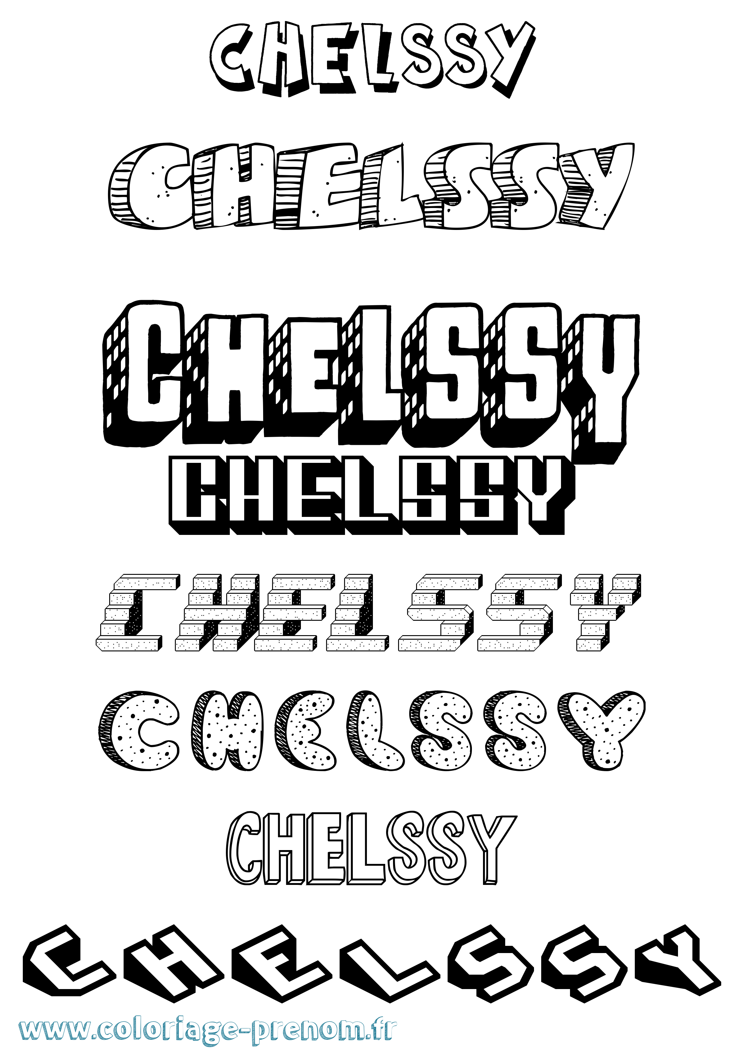 Coloriage Chelssy Effet 3D Coloriage prénom Chelssy Effet 3D