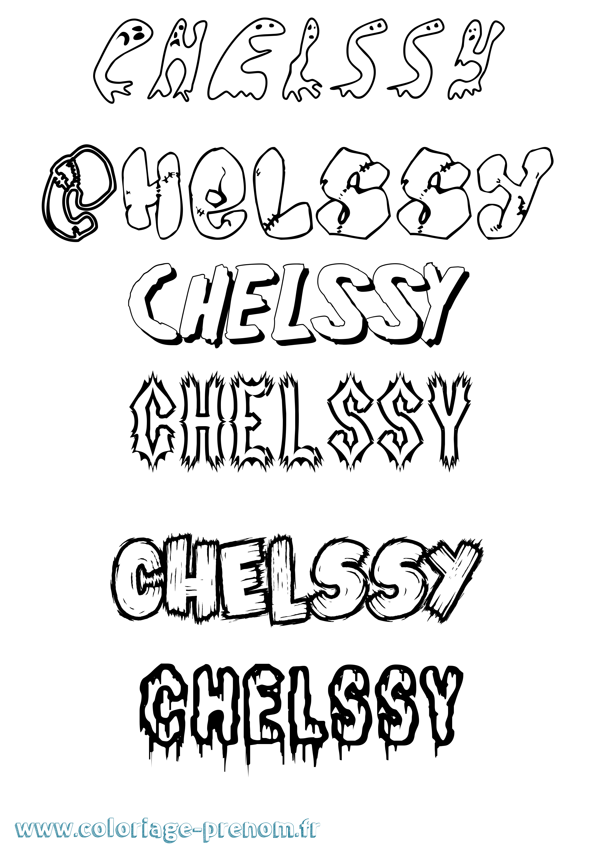 Coloriage Chelssy Frisson Coloriage prénom Chelssy Frisson