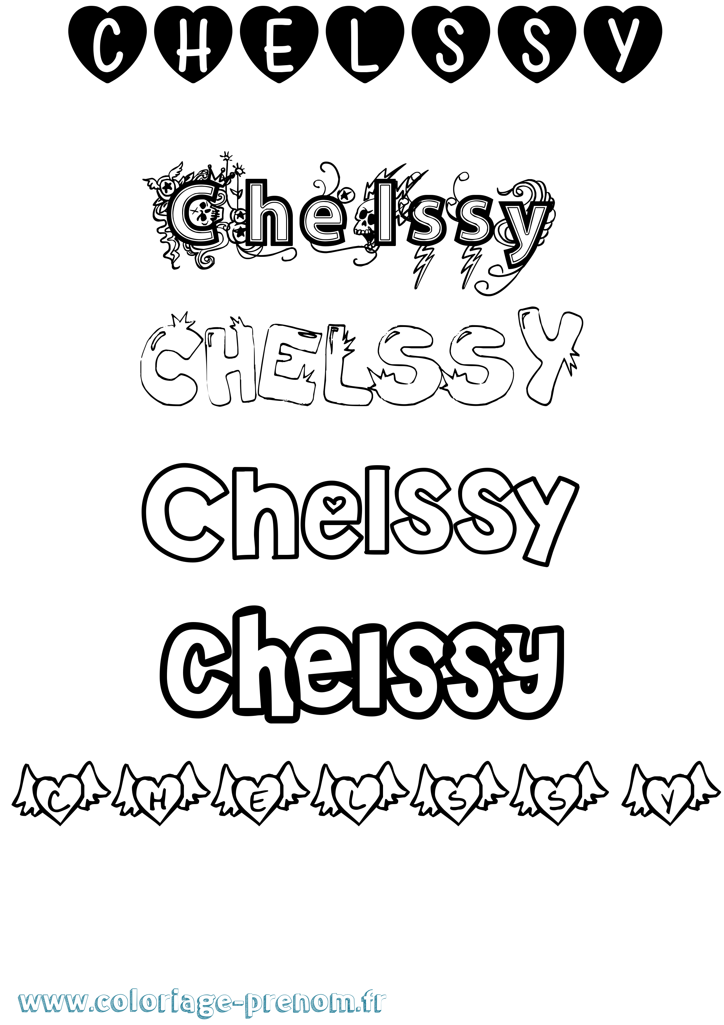 Coloriage Chelssy Girly Coloriage prénom Chelssy Girly