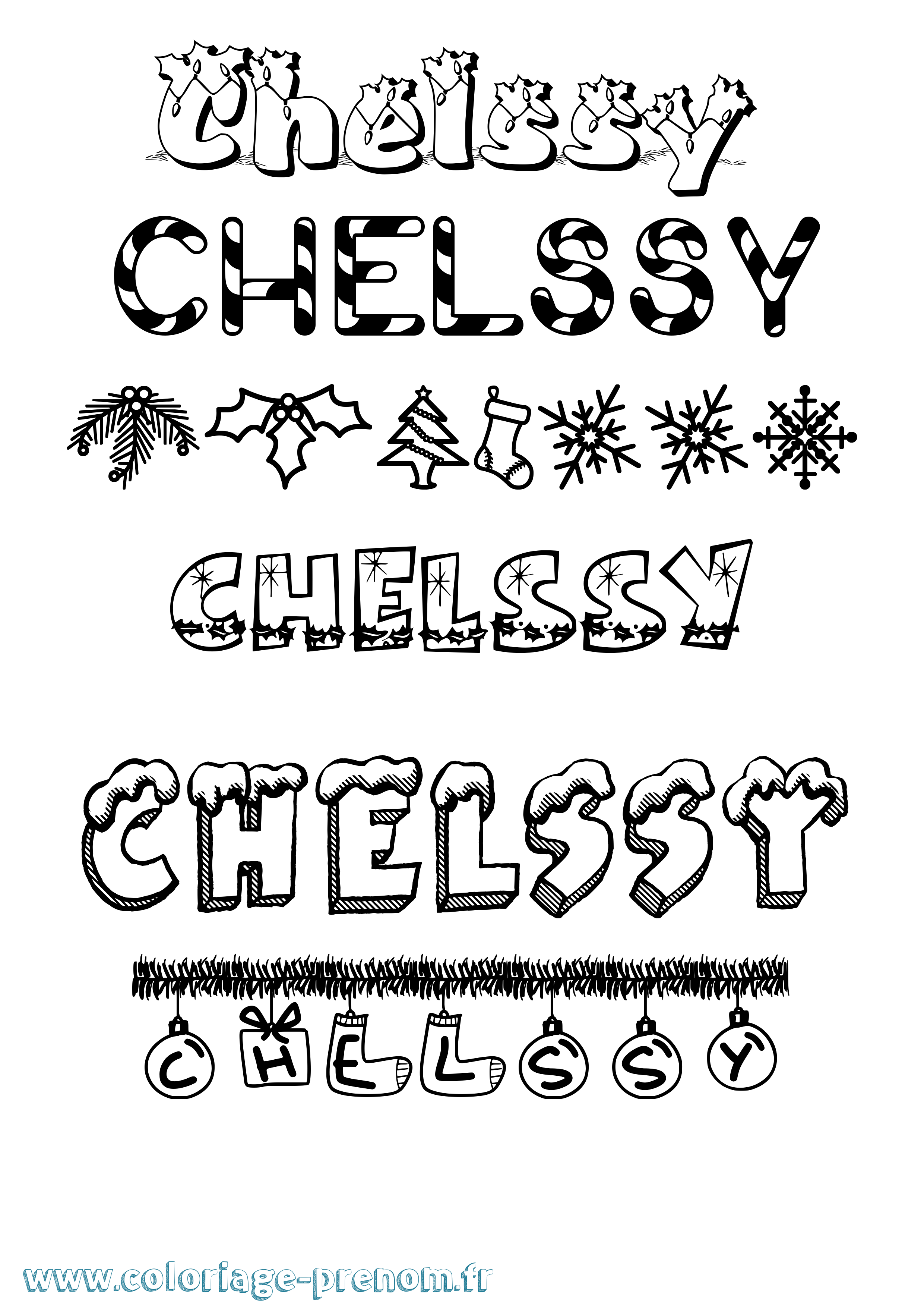 Coloriage Chelssy Noël Coloriage prénom Chelssy Noël