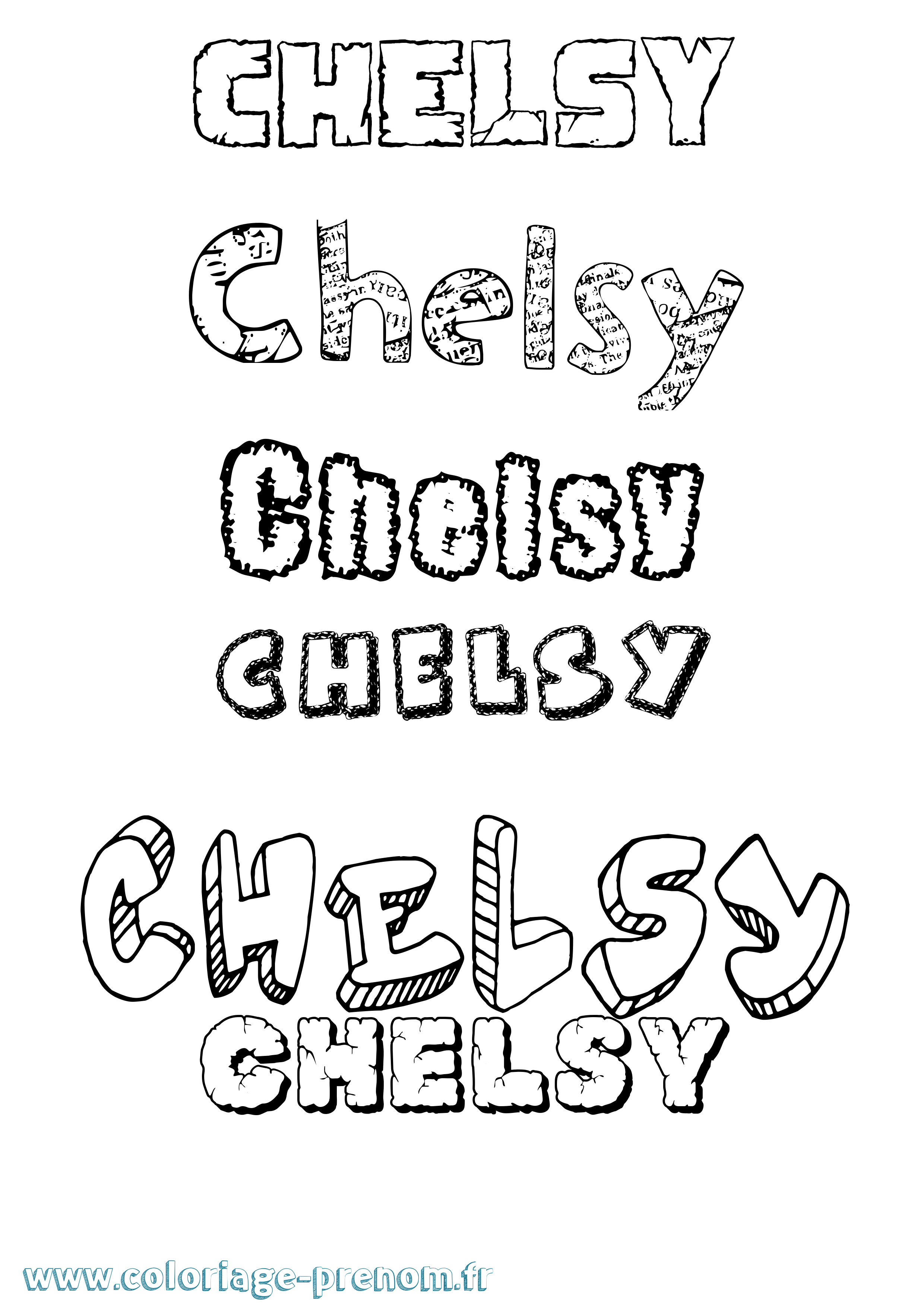 Coloriage Chelsy Destructuré Coloriage prénom Chelsy Destructuré