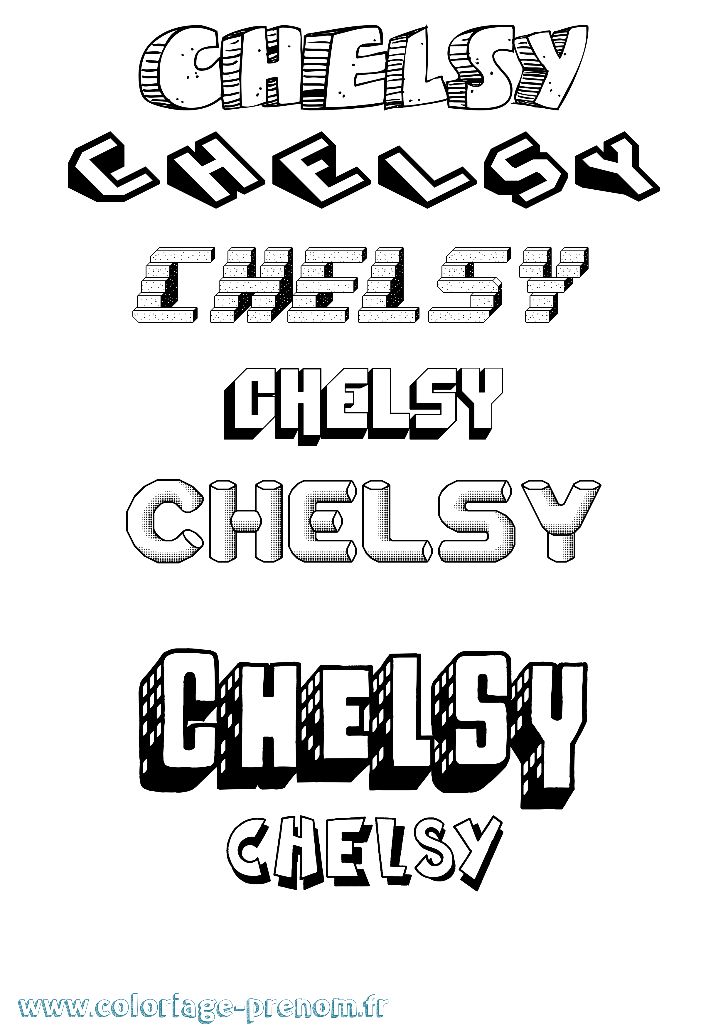 Coloriage Chelsy Effet 3D Coloriage prénom Chelsy Effet 3D
