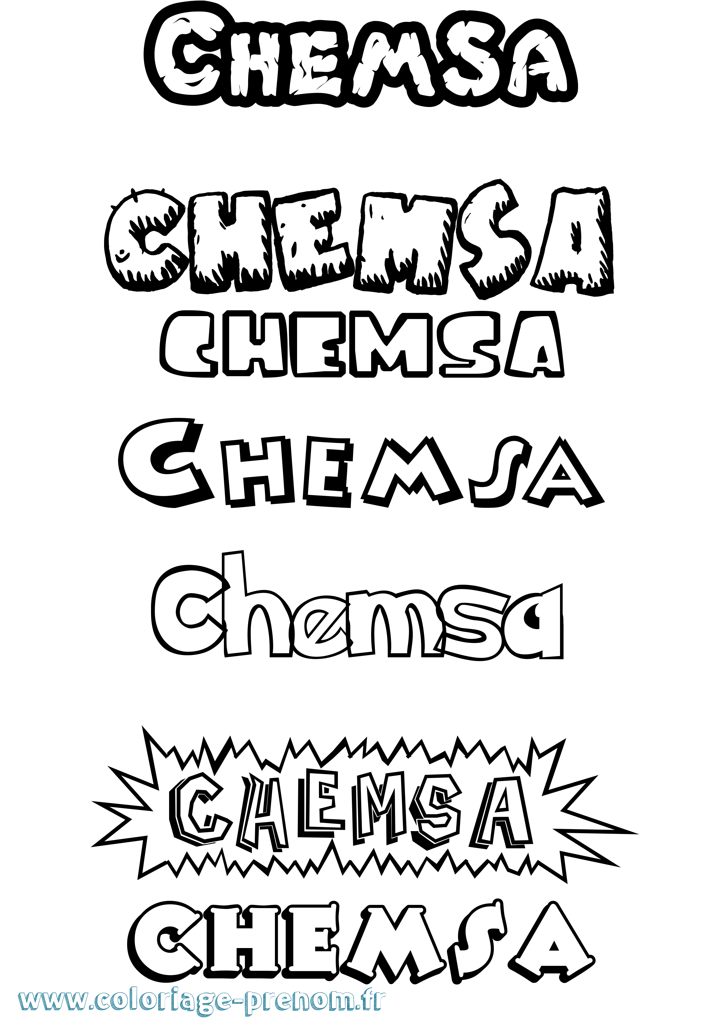 Coloriage Chemsa Dessin Animé Coloriage prénom Chemsa Dessin Animé
