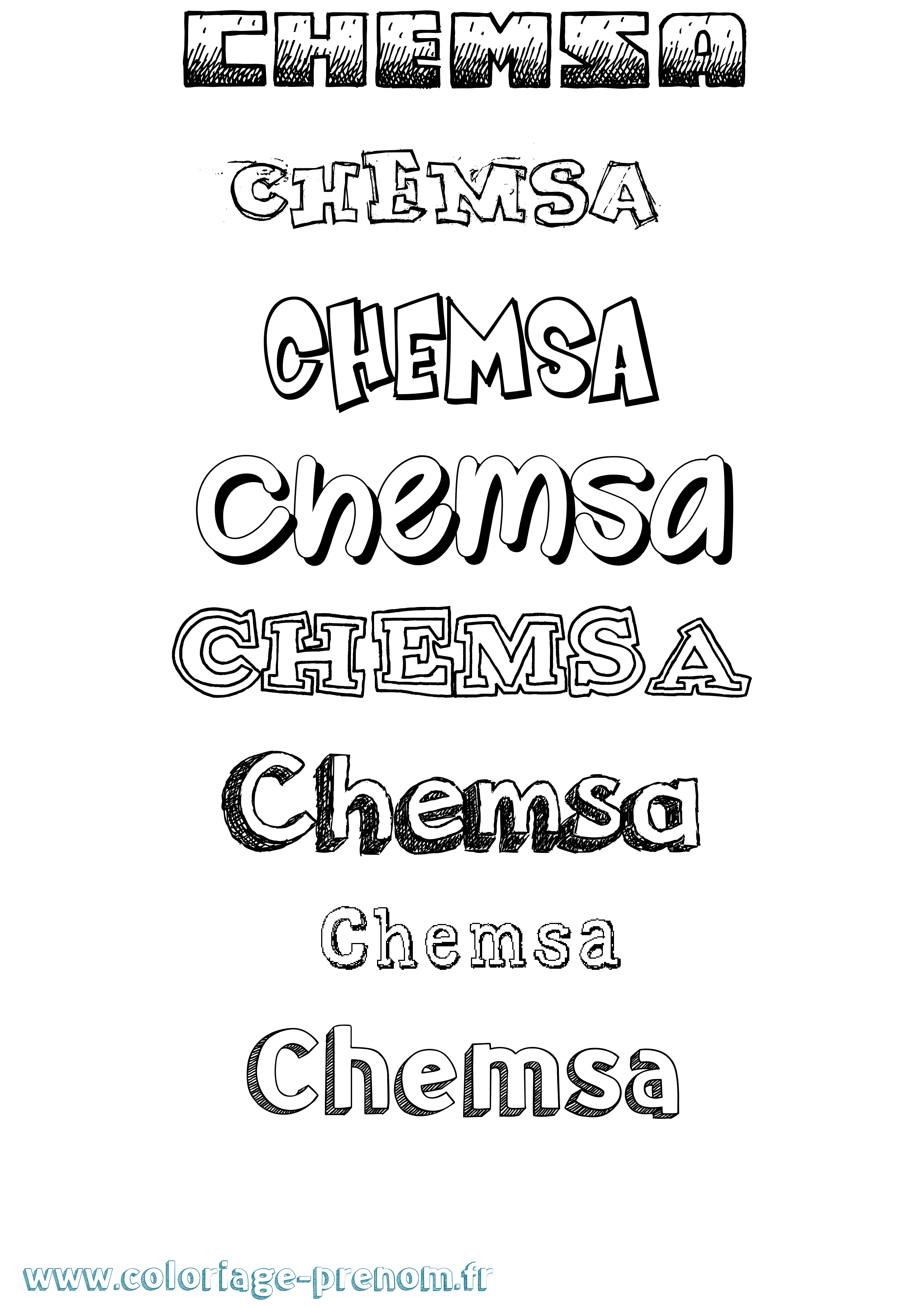 Coloriage Chemsa Dessiné Coloriage prénom Chemsa Dessiné