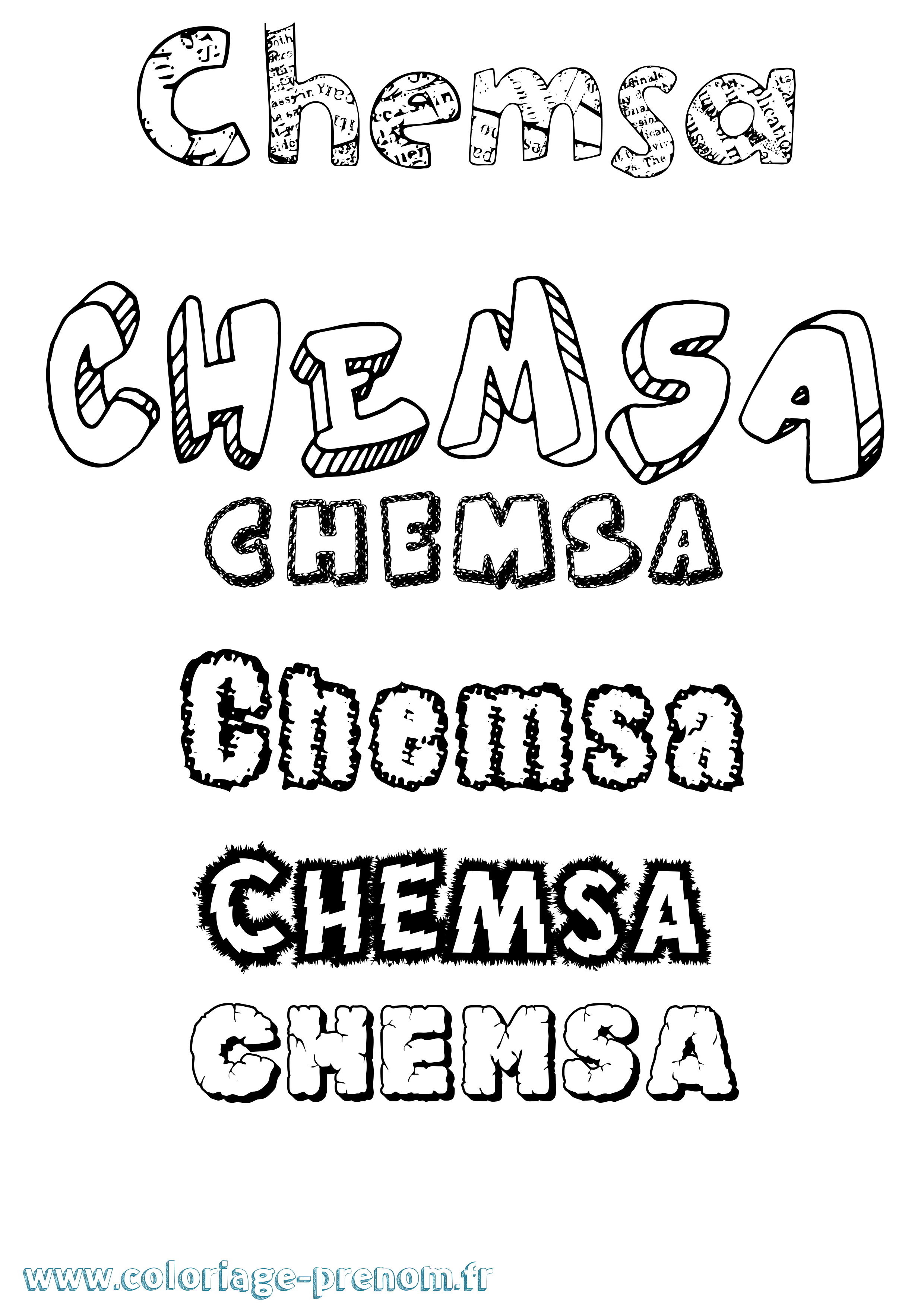 Coloriage Chemsa Destructuré Coloriage prénom Chemsa Destructuré