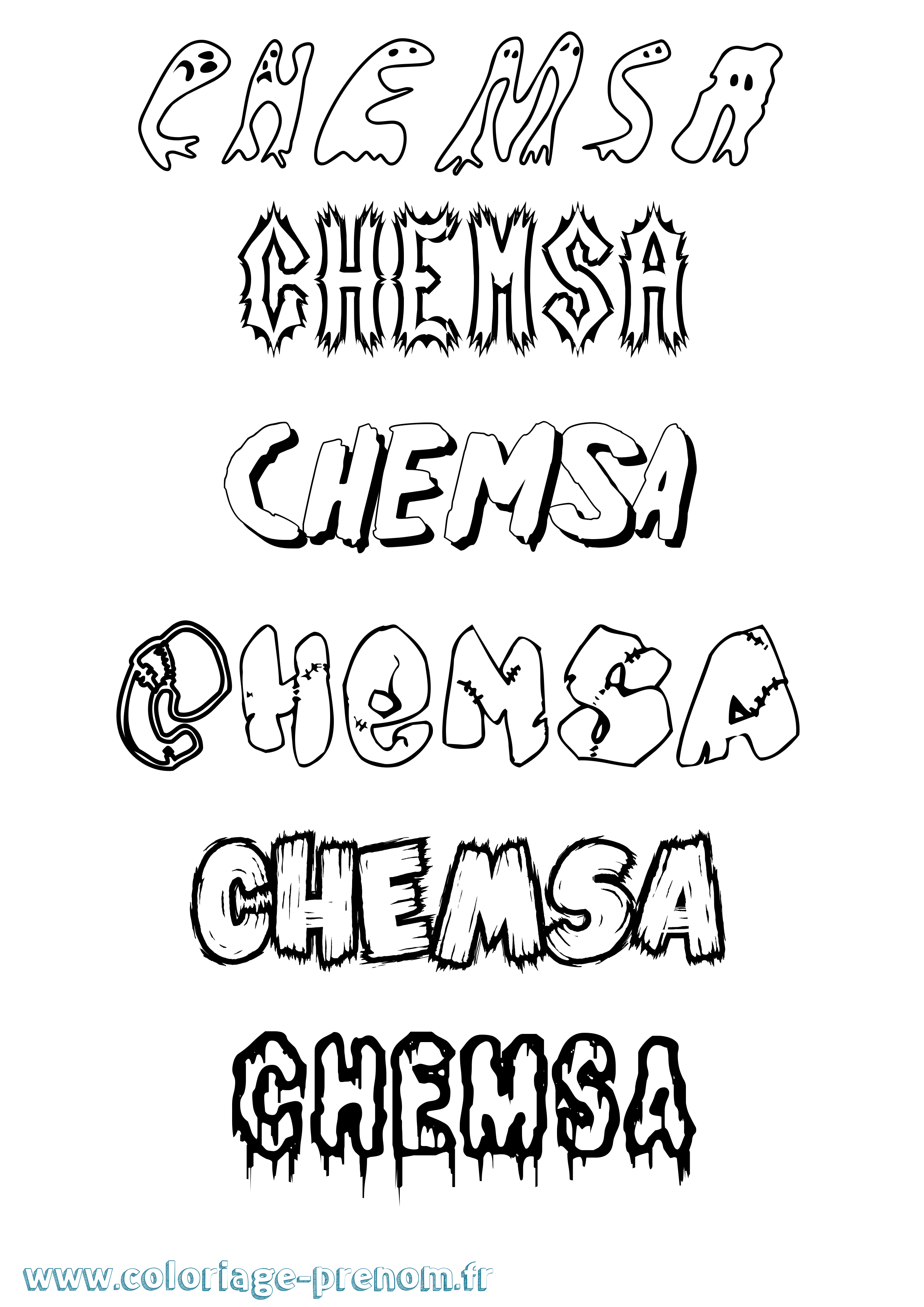 Coloriage Chemsa Frisson Coloriage prénom Chemsa Frisson