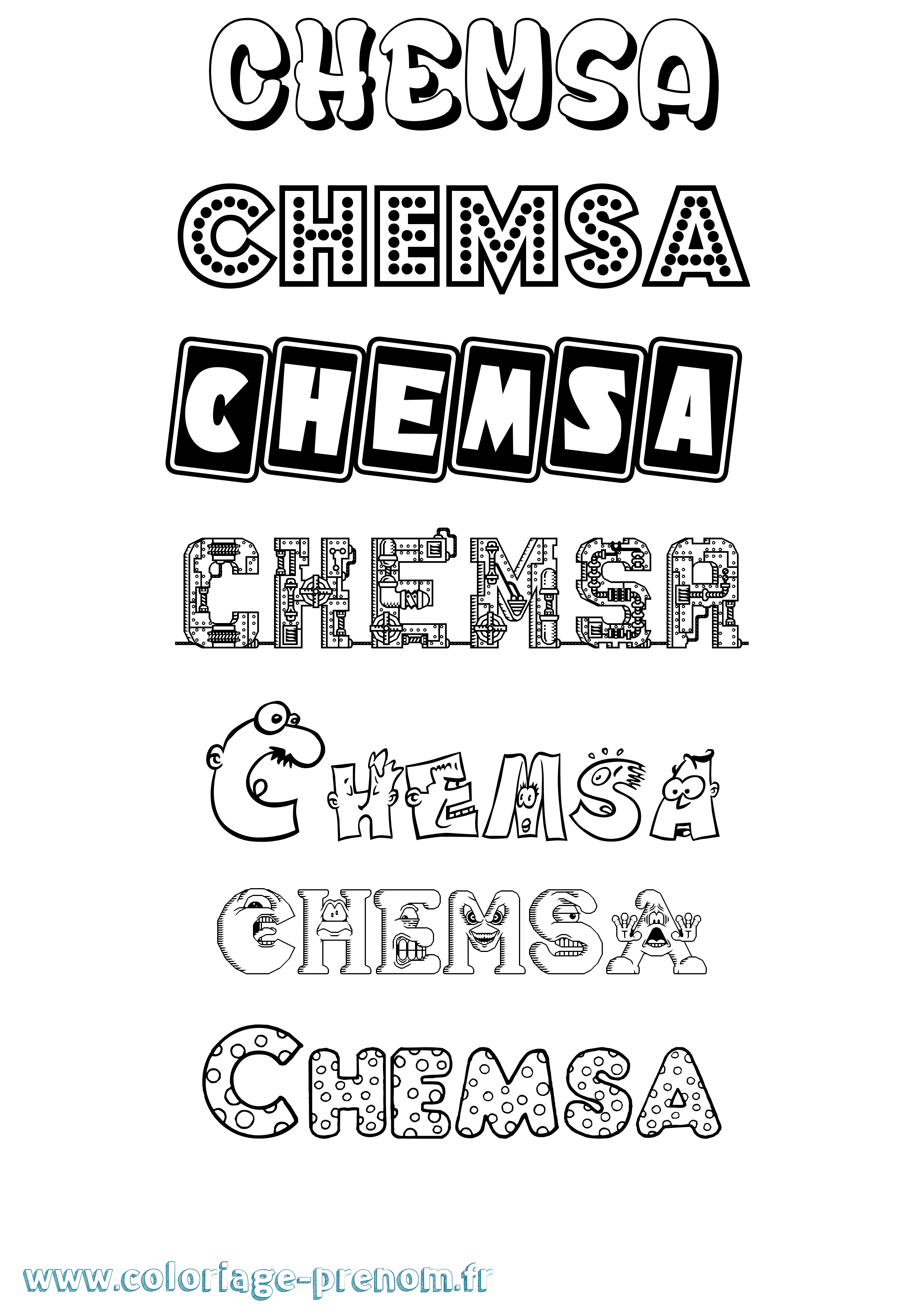 Coloriage Chemsa Fun Coloriage prénom Chemsa Fun