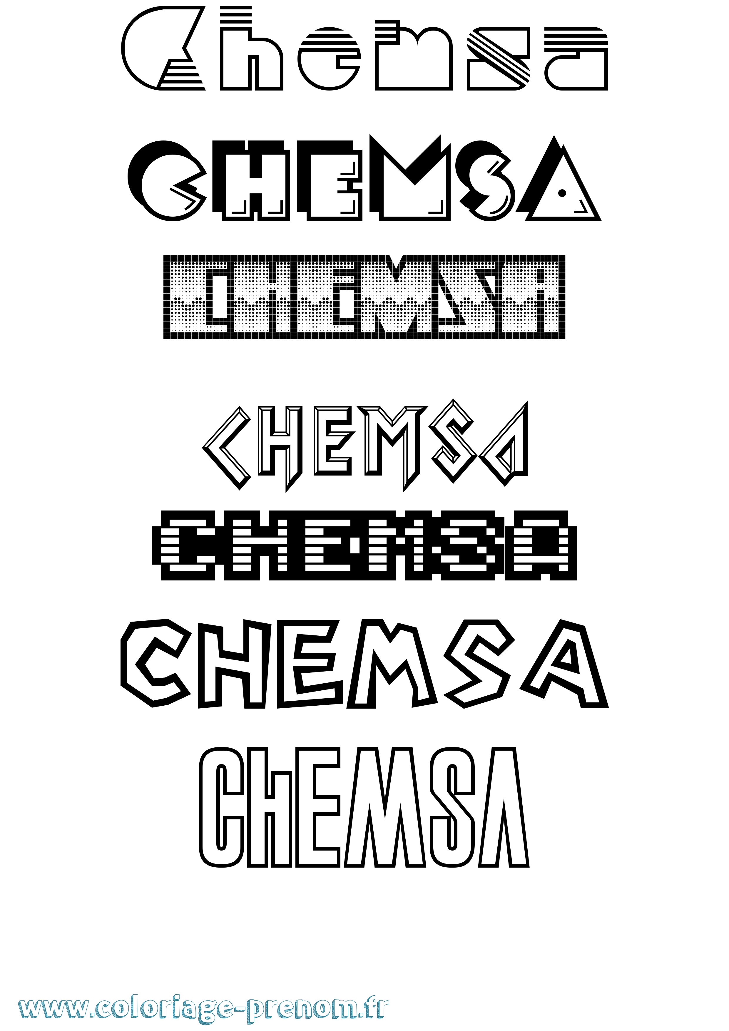 Coloriage Chemsa Jeux Vidéos Coloriage prénom Chemsa Jeux Vidéos