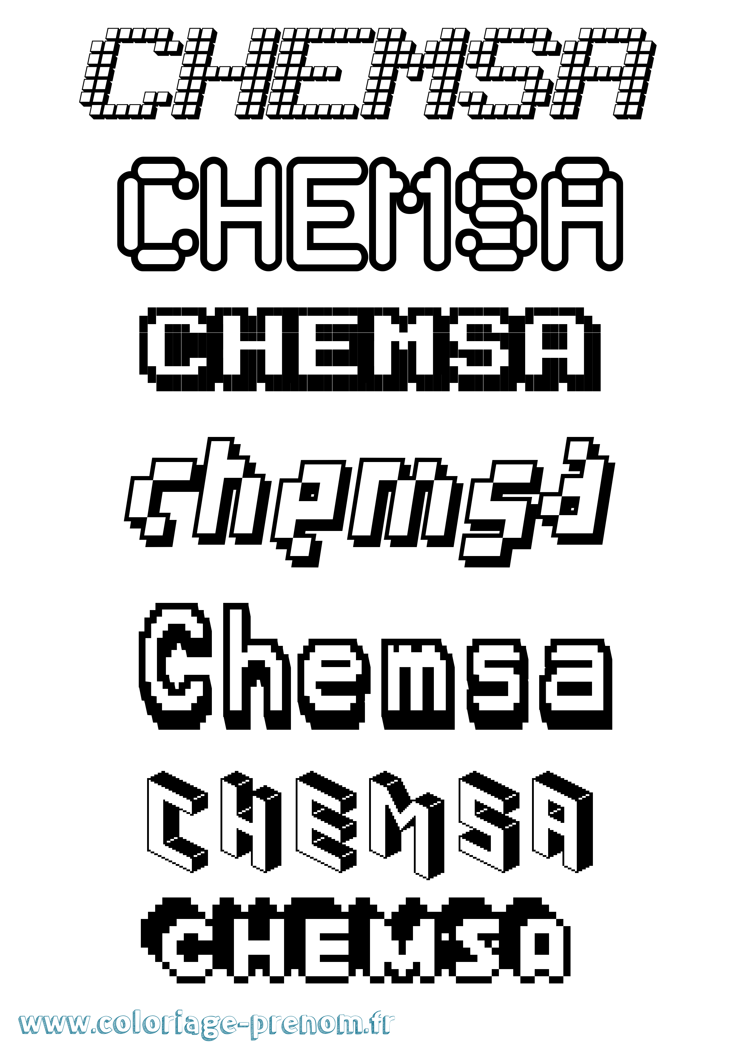 Coloriage Chemsa Pixel Coloriage prénom Chemsa Pixel