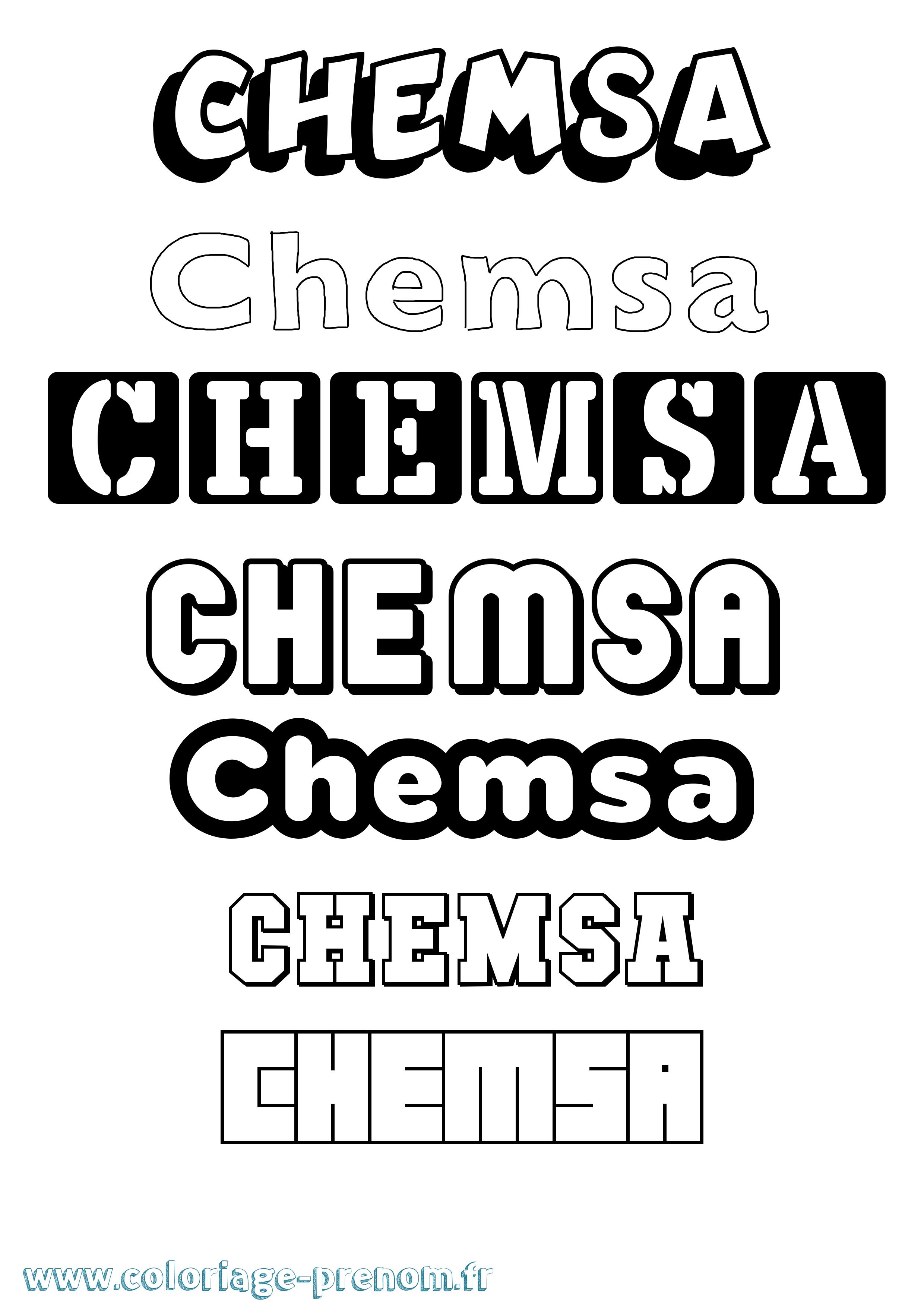 Coloriage Chemsa Simple Coloriage prénom Chemsa Simple