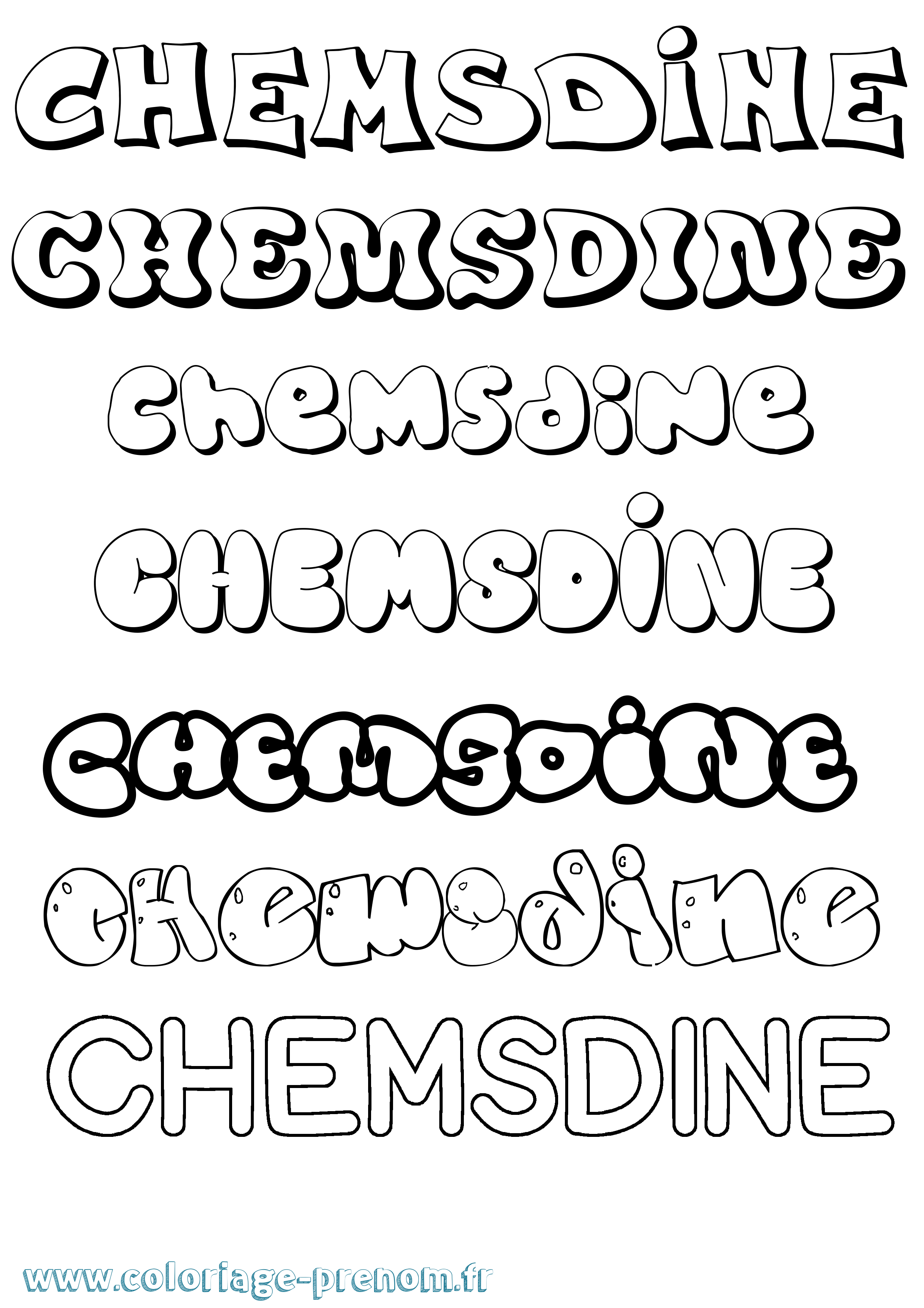 Coloriage Chemsdine Bubble Coloriage prénom Chemsdine Bubble