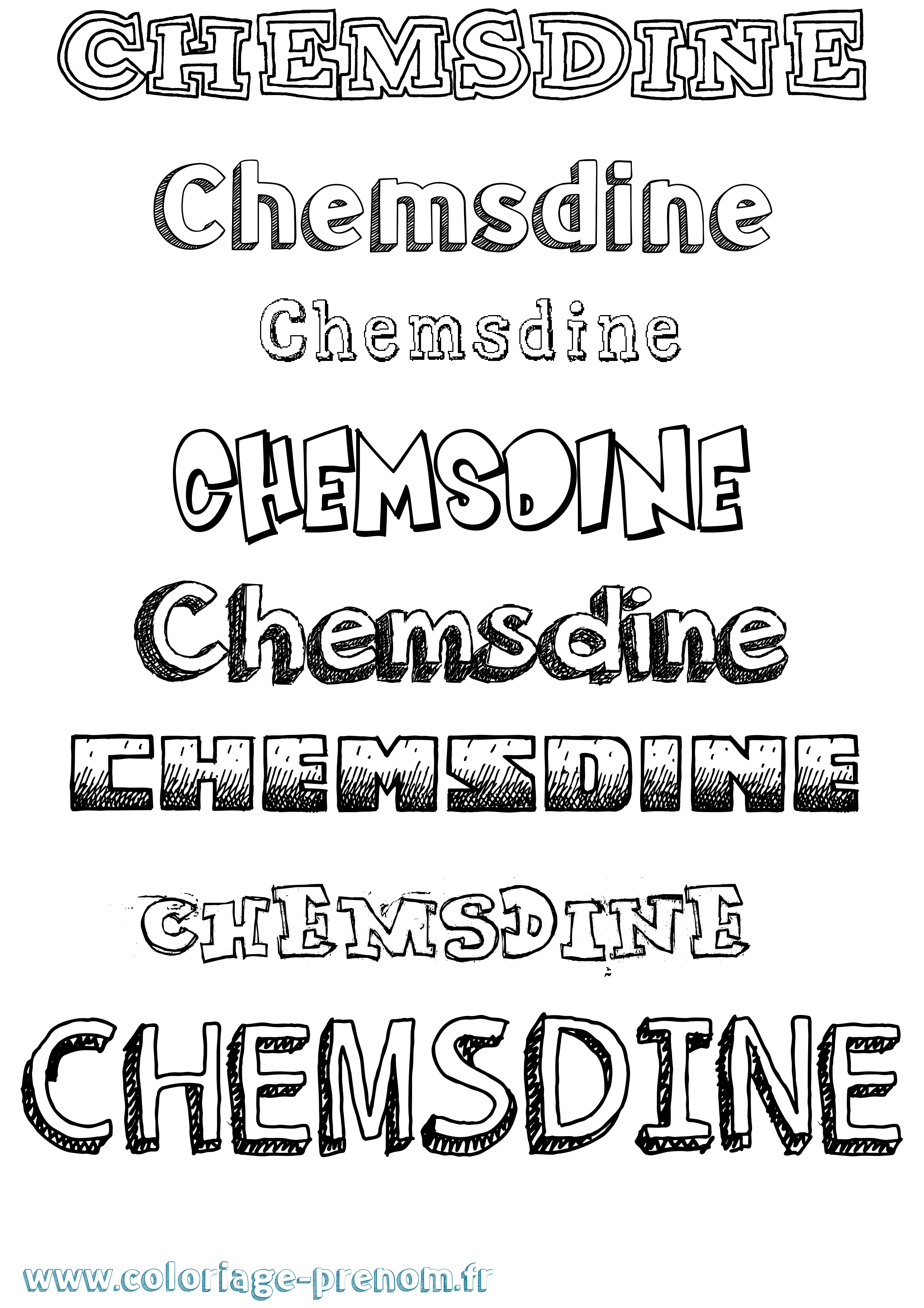 Coloriage Chemsdine Dessiné Coloriage prénom Chemsdine Dessiné