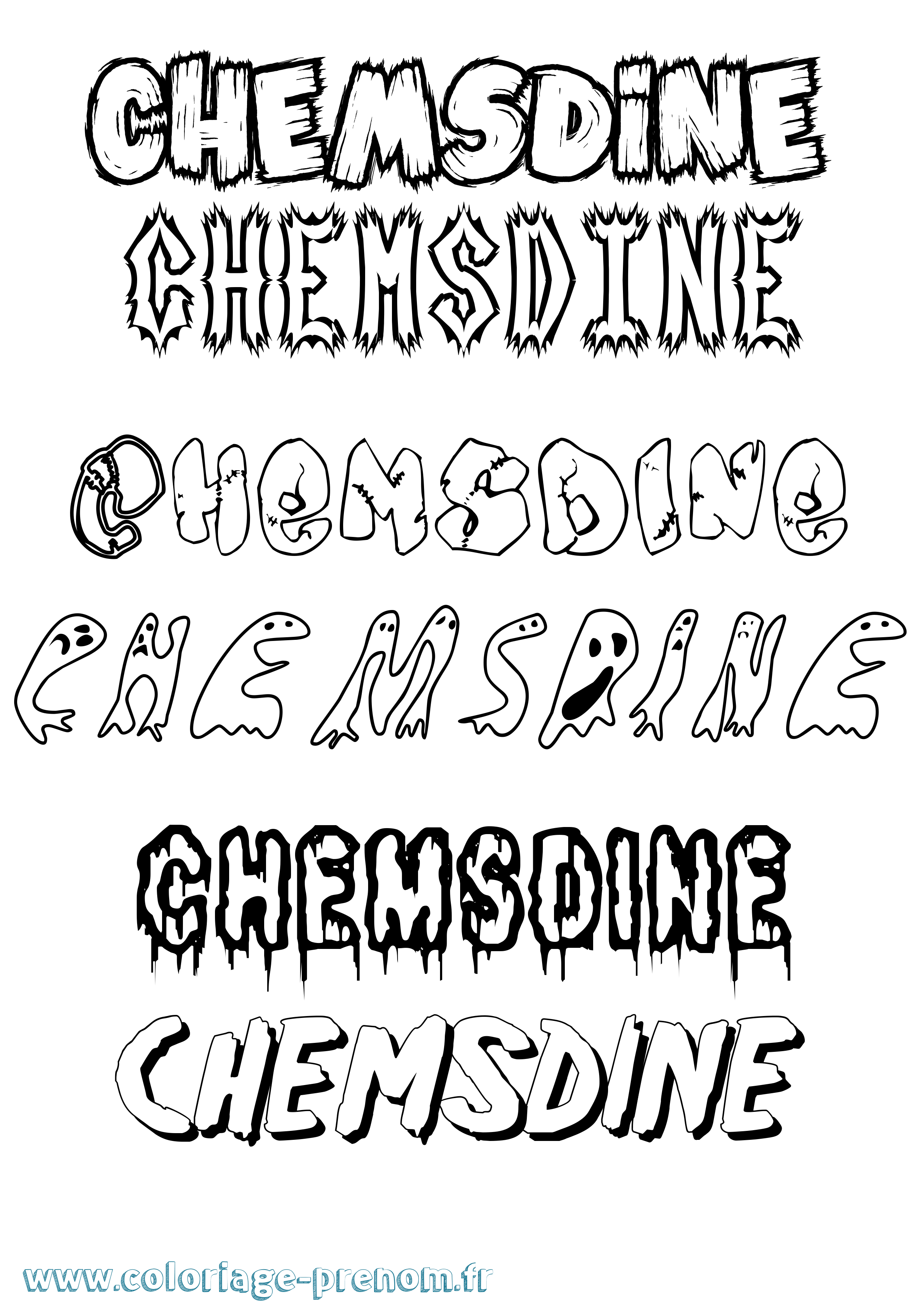 Coloriage Chemsdine Frisson Coloriage prénom Chemsdine Frisson
